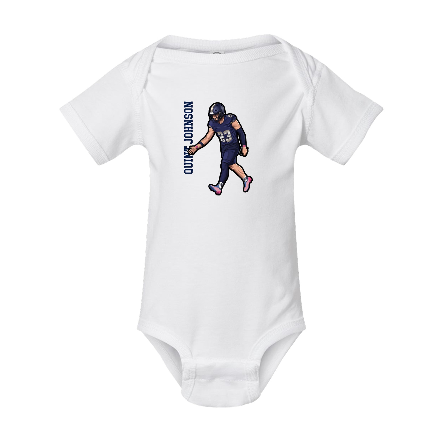 Baby Onesie — Name Vertical in White