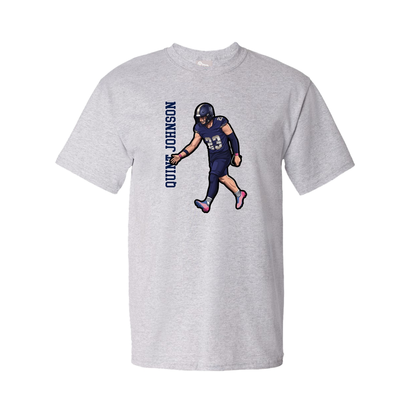Youth Tee — Name Vertical in Grey