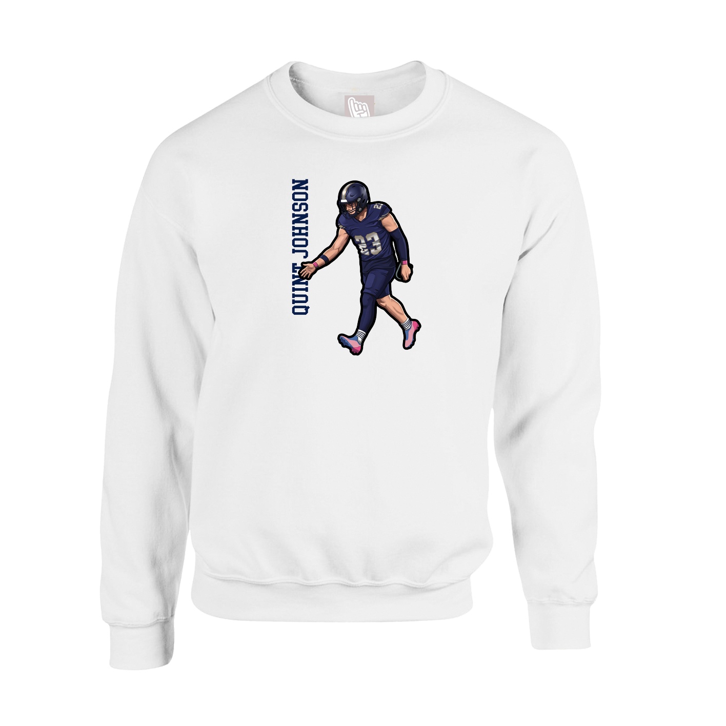 Fleece Crew — Name Vertical in White