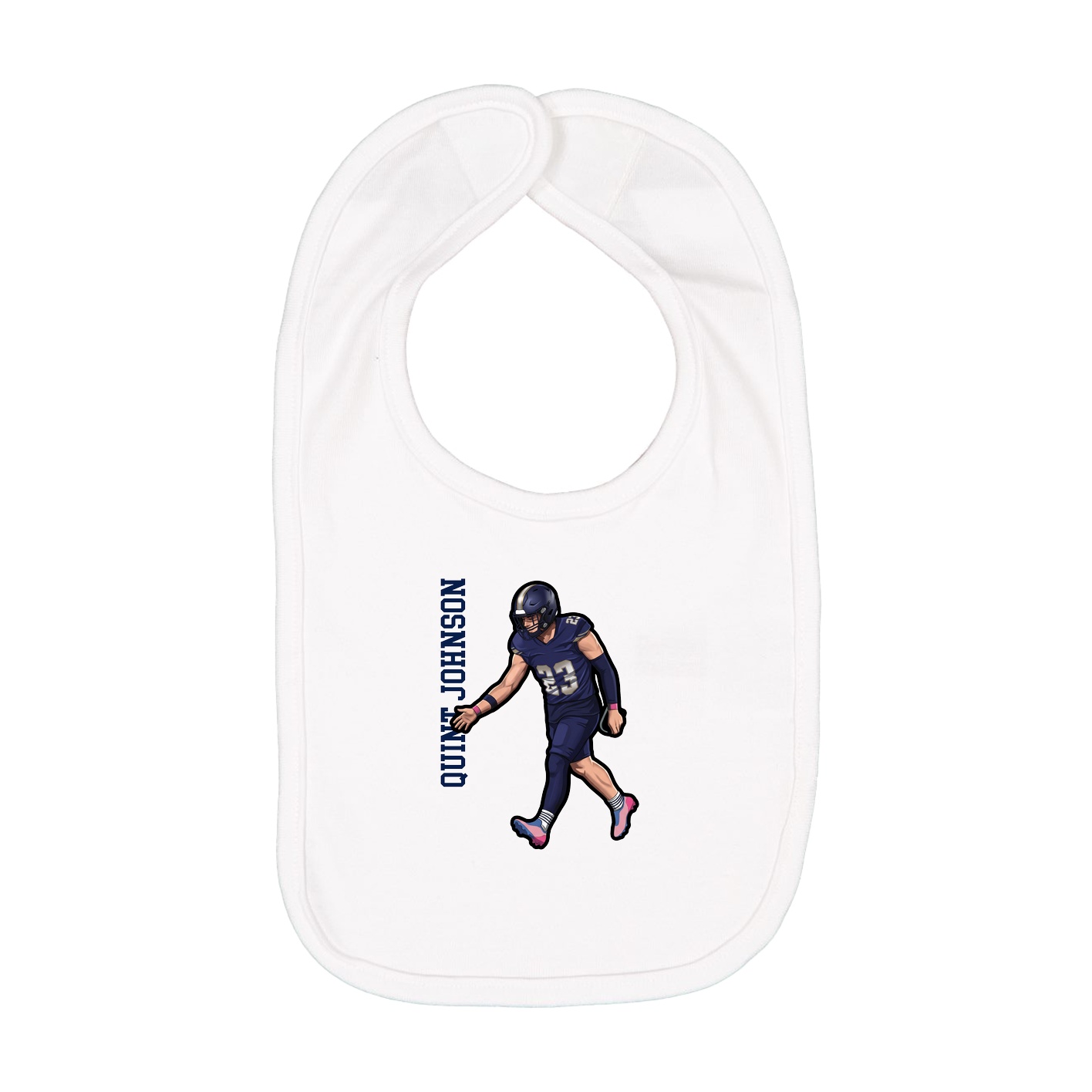 Infant Bib — Name Vertical in White