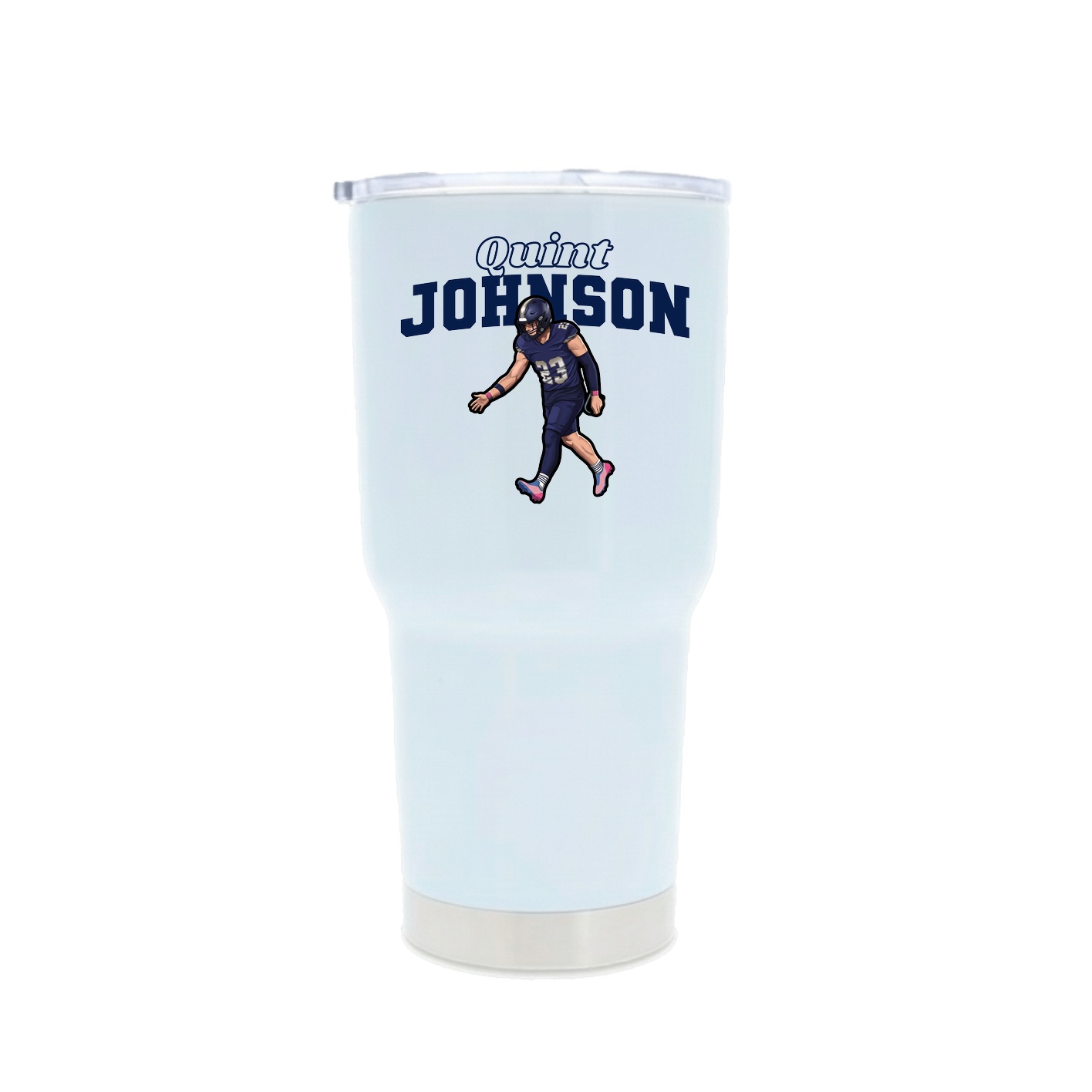 30oz Stainless Steel Tumbler — Name Arch in White