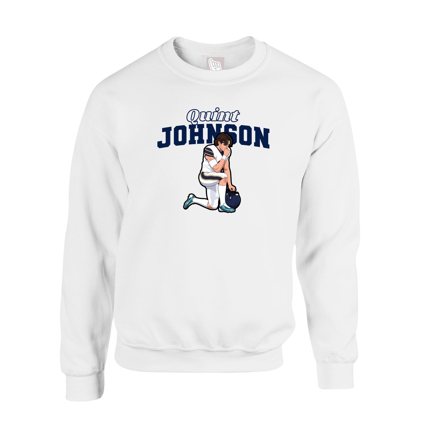 Fleece Crew — Name Arch in White