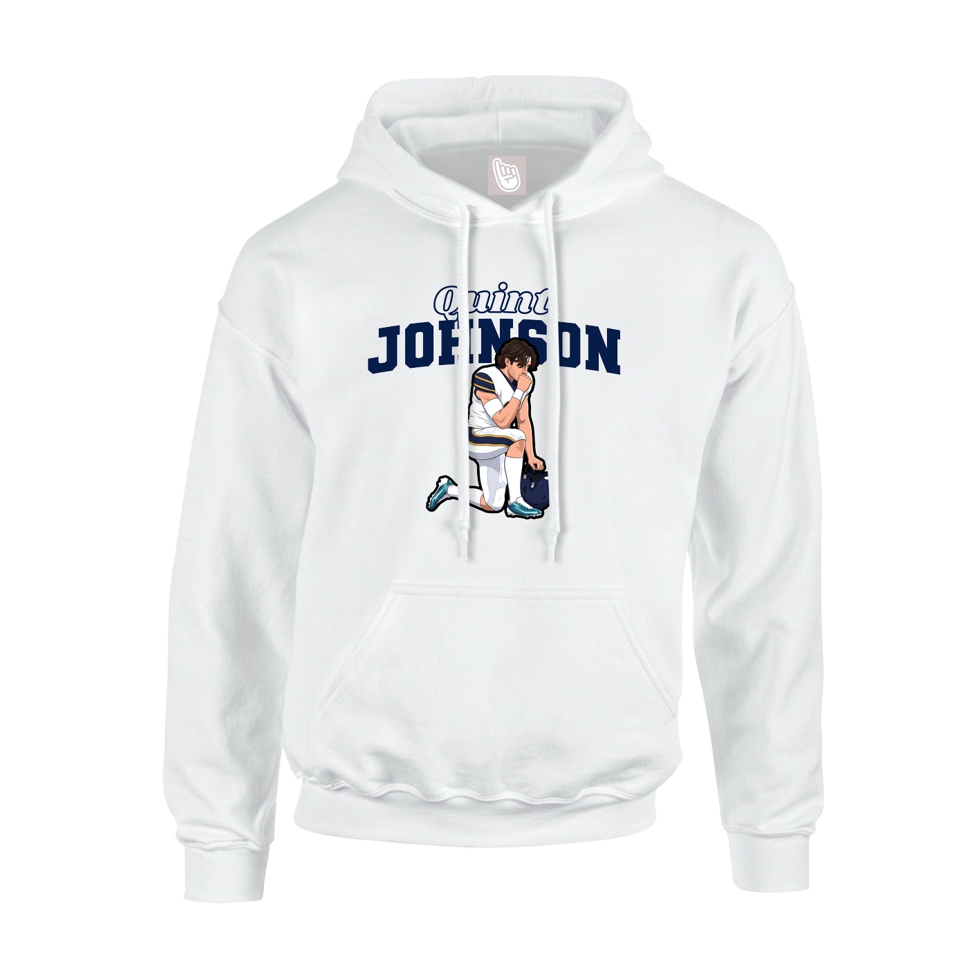 Youth Hoodie — Name Arch in White