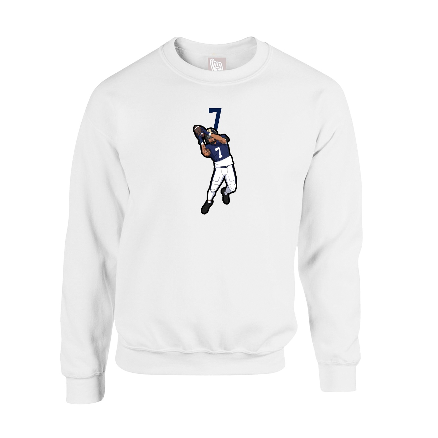 Fleece Crew — Number Top in White
