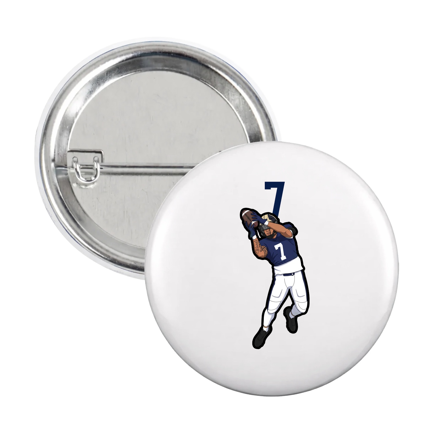 Game Day Button — Number Top in White