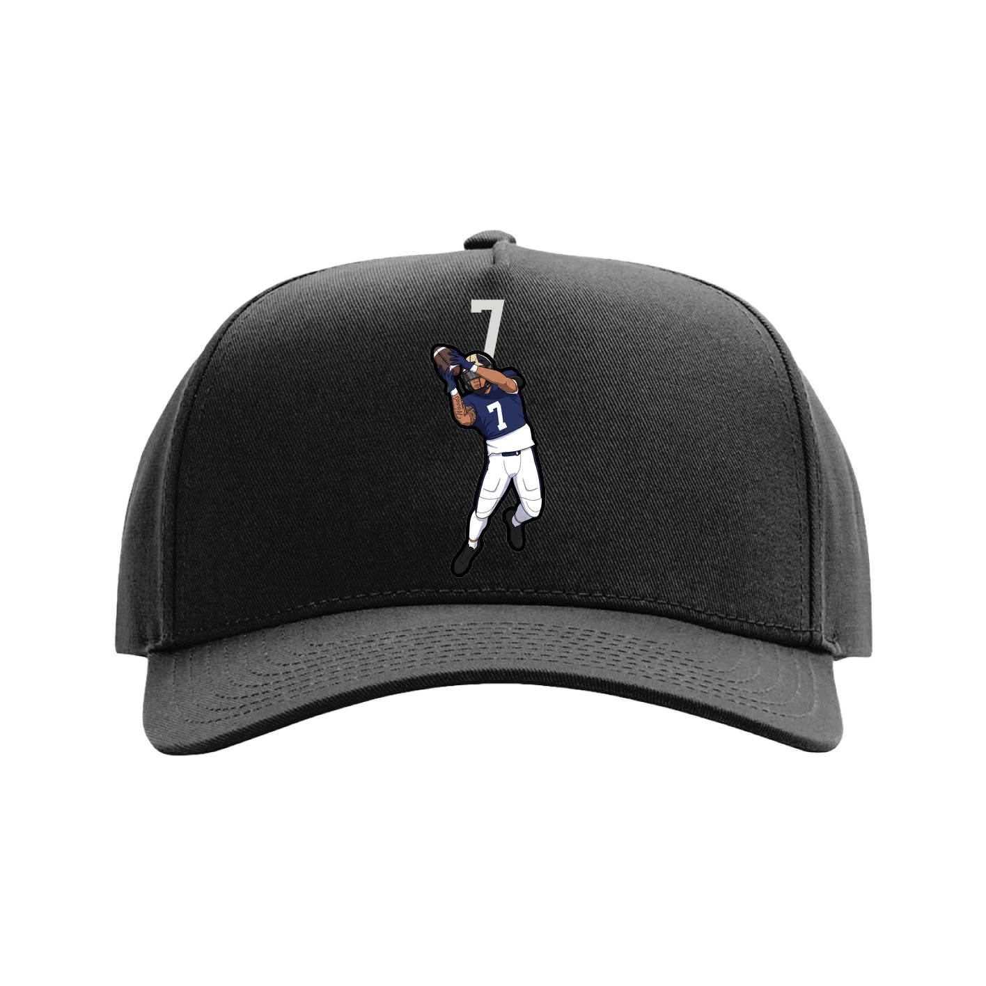 Full Fabric Five-Panel Champ Cap — Number Top in Black