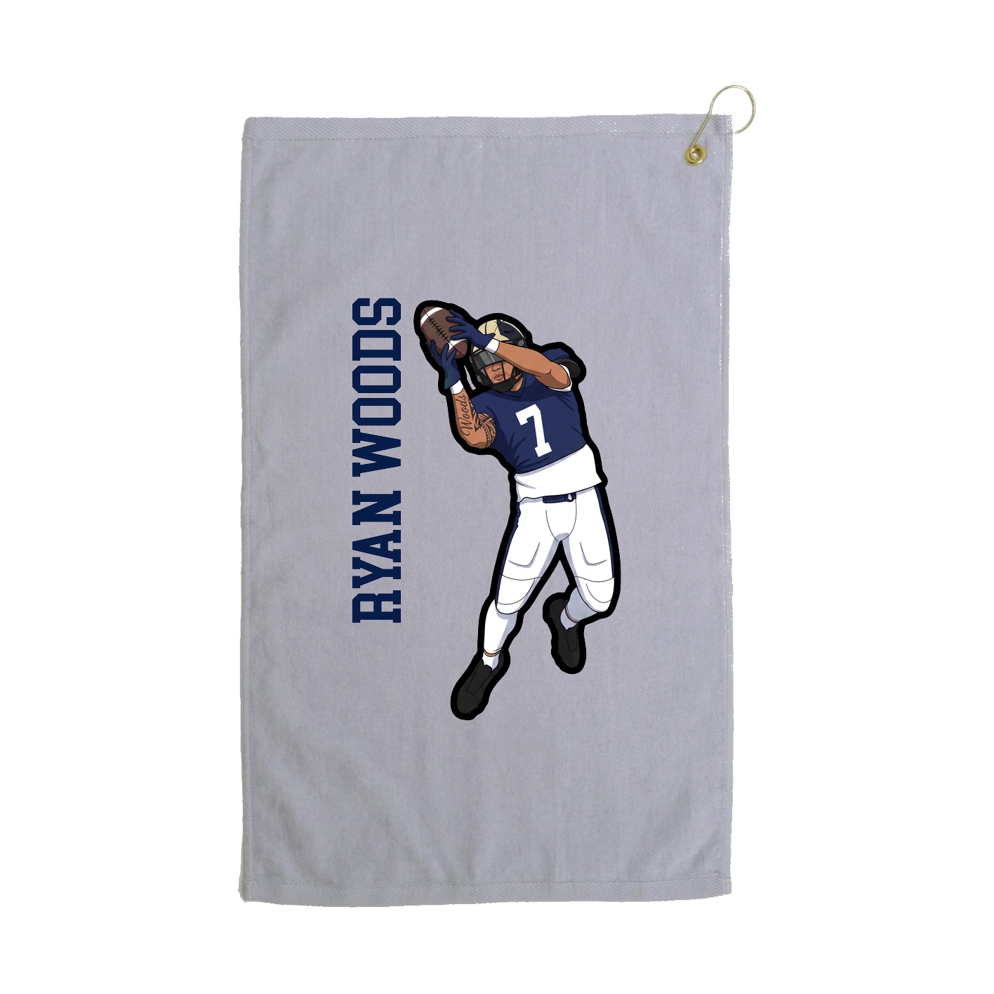 Golf Towel — Name Vertical in Grey
