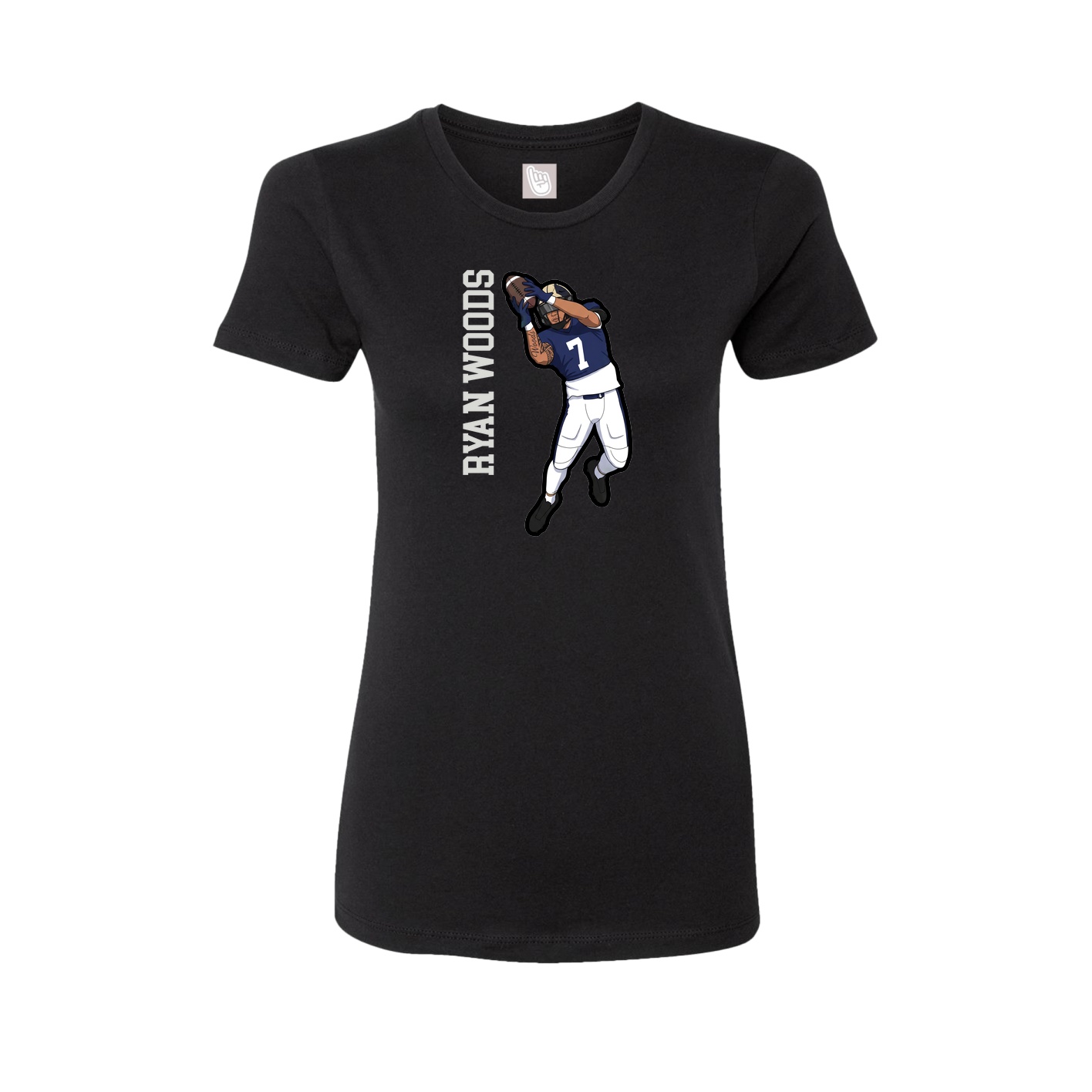 Fitted Women's Tee — Name Vertical in Black