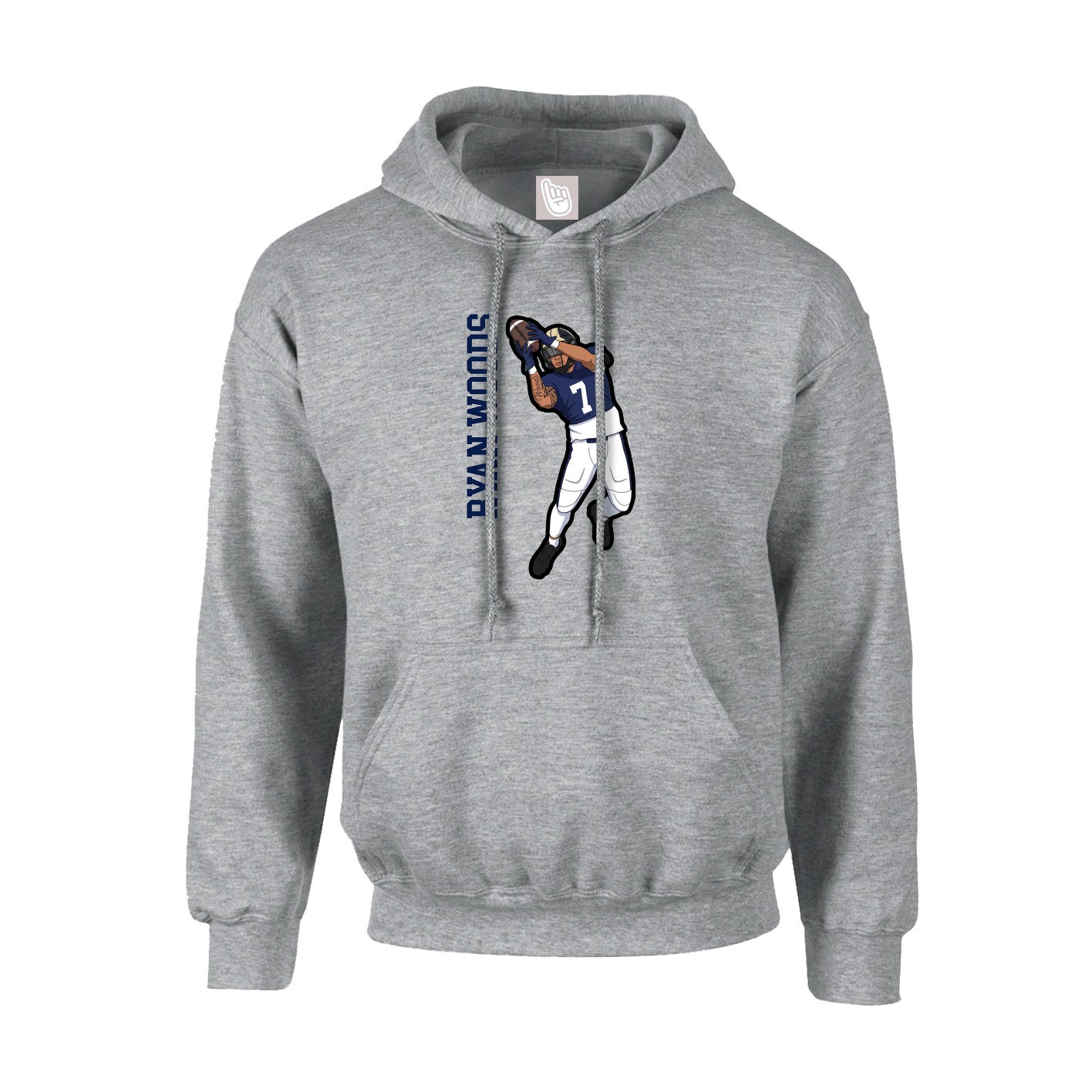 Hoodie — Name Vertical in Grey