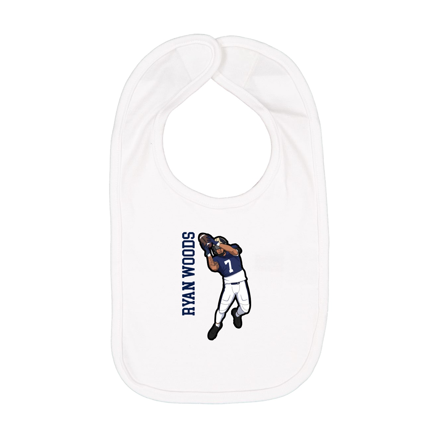 Infant Bib — Name Vertical in White