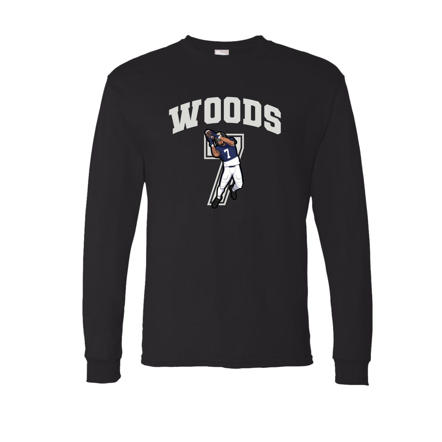 Long Sleeve Tee — Number in Black