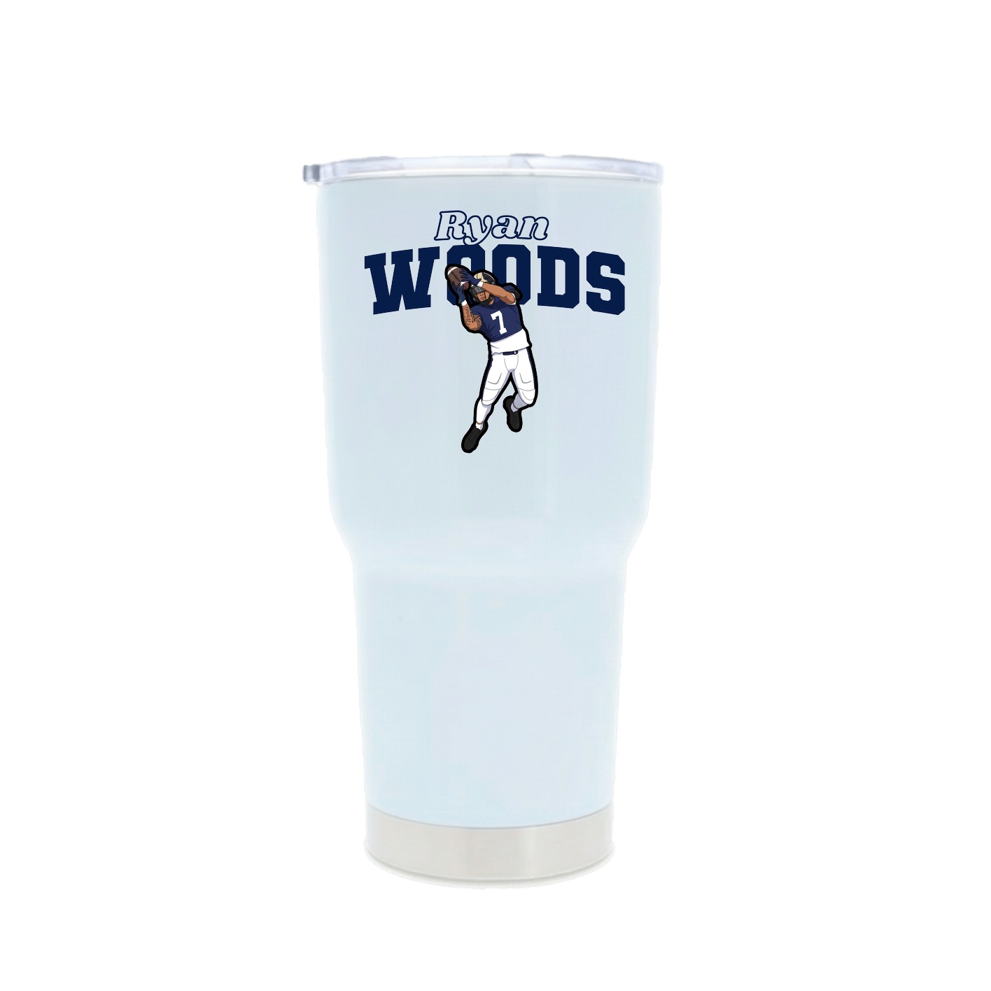 30oz Stainless Steel Tumbler — Name Arch in White