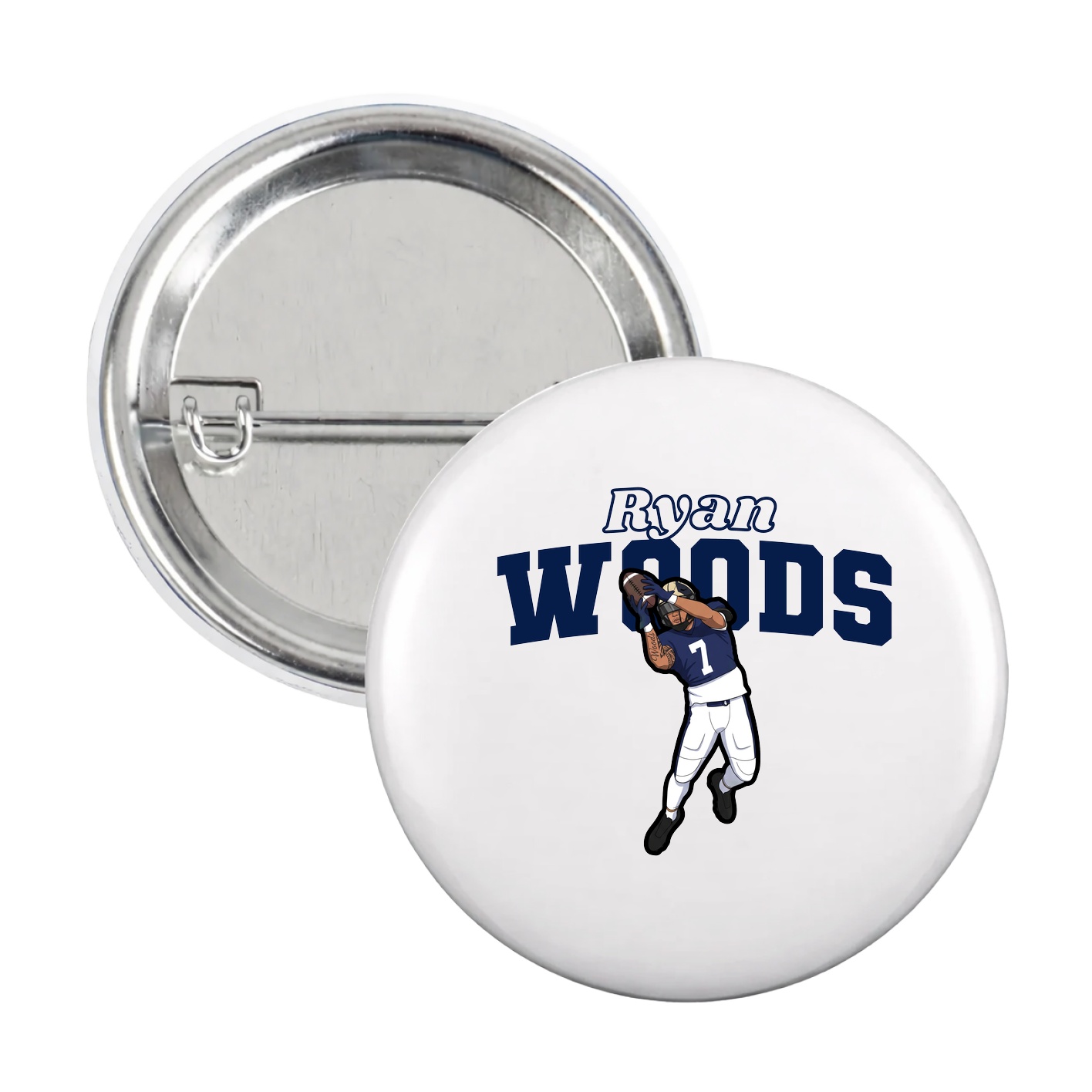 Game Day Button — Name Arch in White