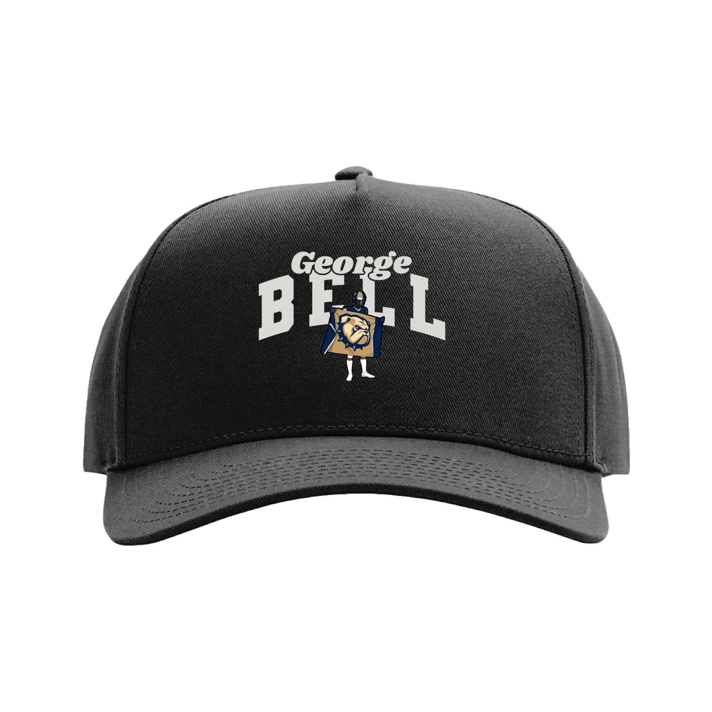 Full Fabric Five-Panel Champ Cap — Signature Arch in Black