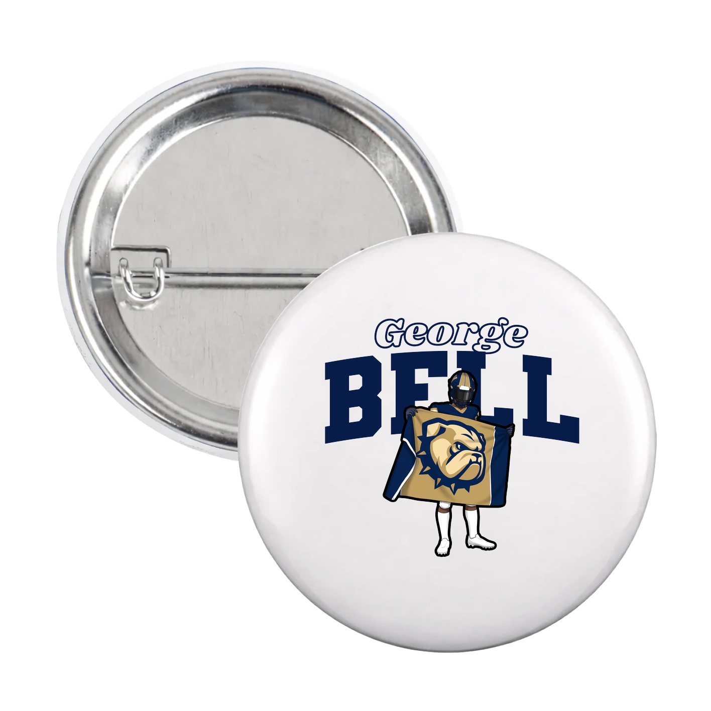 Game Day Button — Name Arch in White