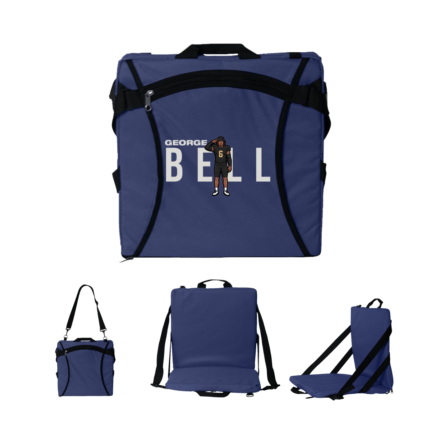 Folding Stadium Seat — Player Name in Navy