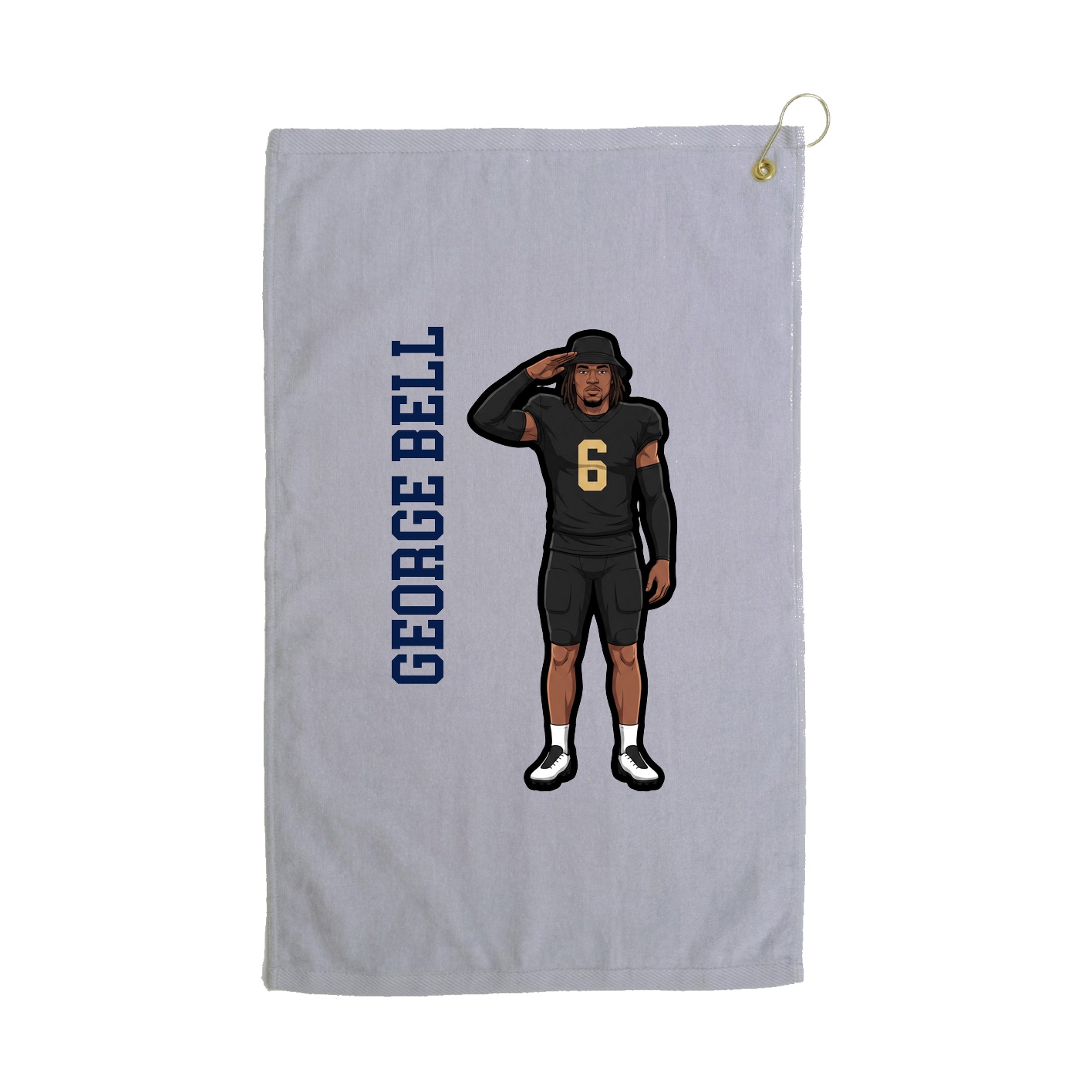 Golf Towel — Name Vertical in Grey