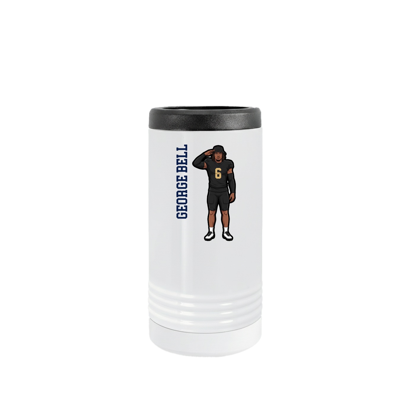 Slim Beverage Holder — Name Vertical in White
