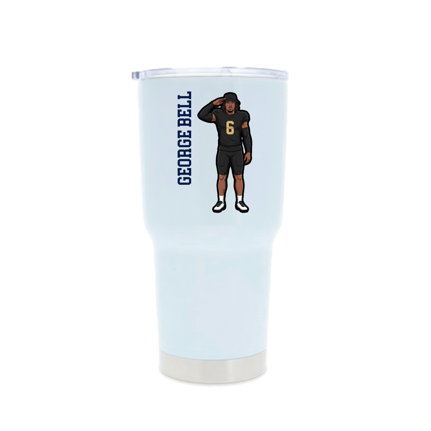 30oz Stainless Steel Tumbler — Name Vertical in White
