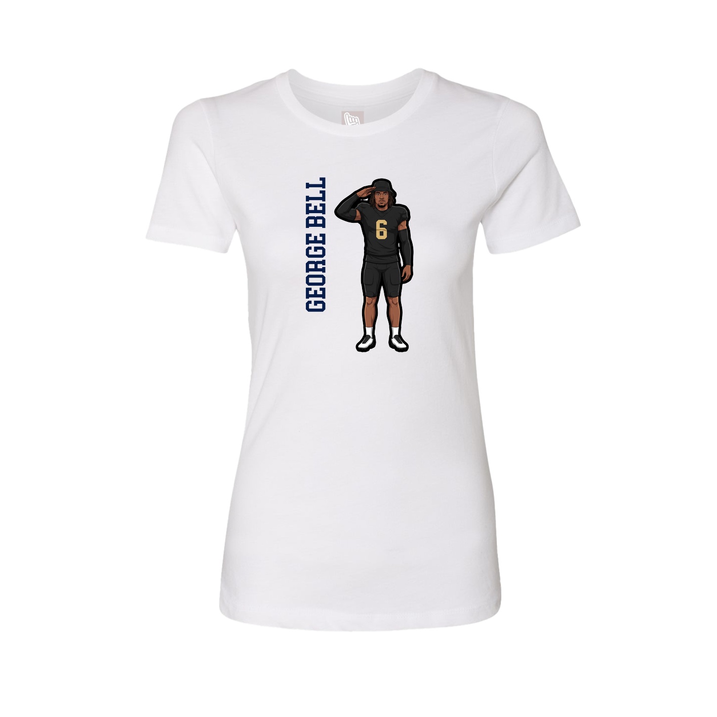 Fitted Women's Tee — Name Vertical in White