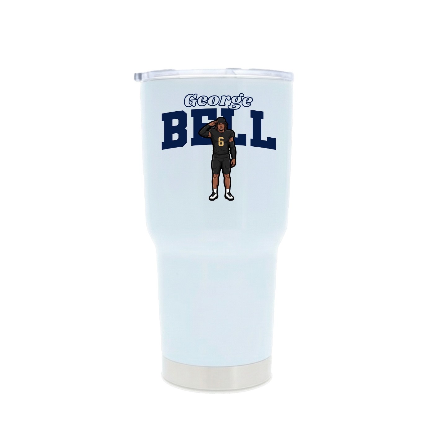 30oz Stainless Steel Tumbler — Name Arch in White
