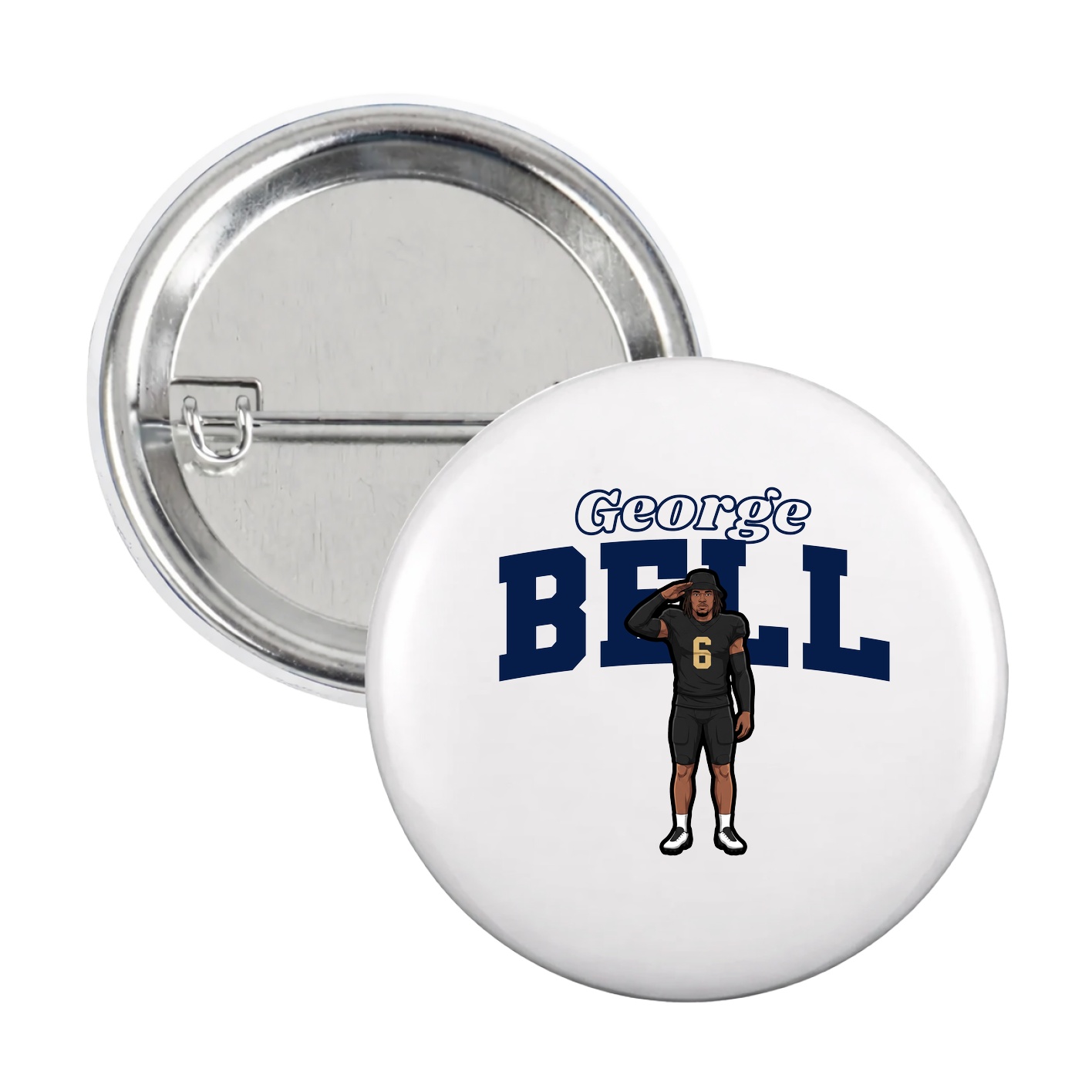 Game Day Button — Name Arch in White