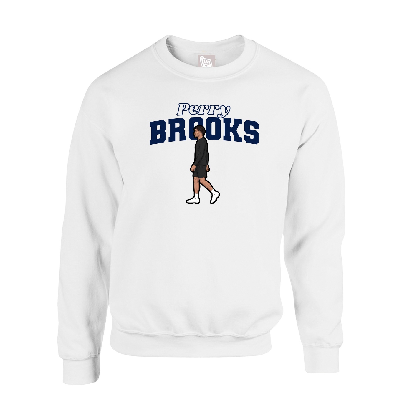 Fleece Crew — Name Arch in White