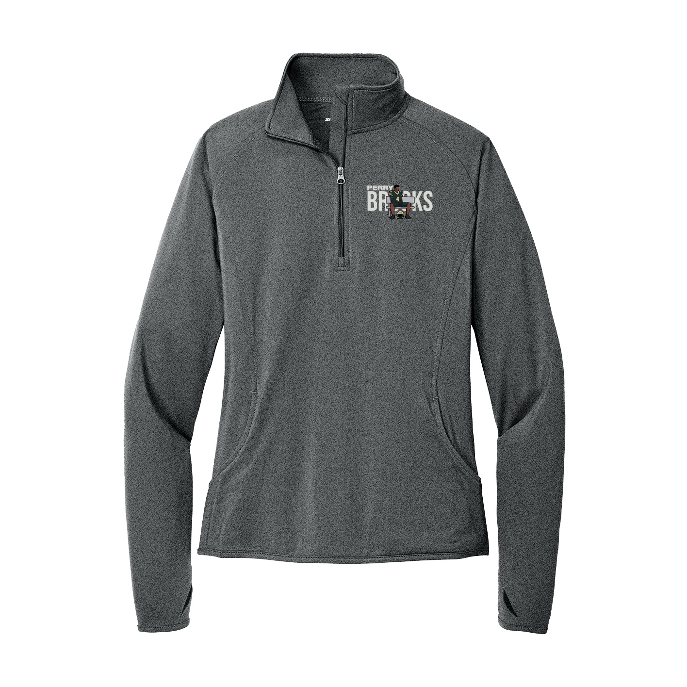 Women's Q-Zip Pullover — Player Name in Grey