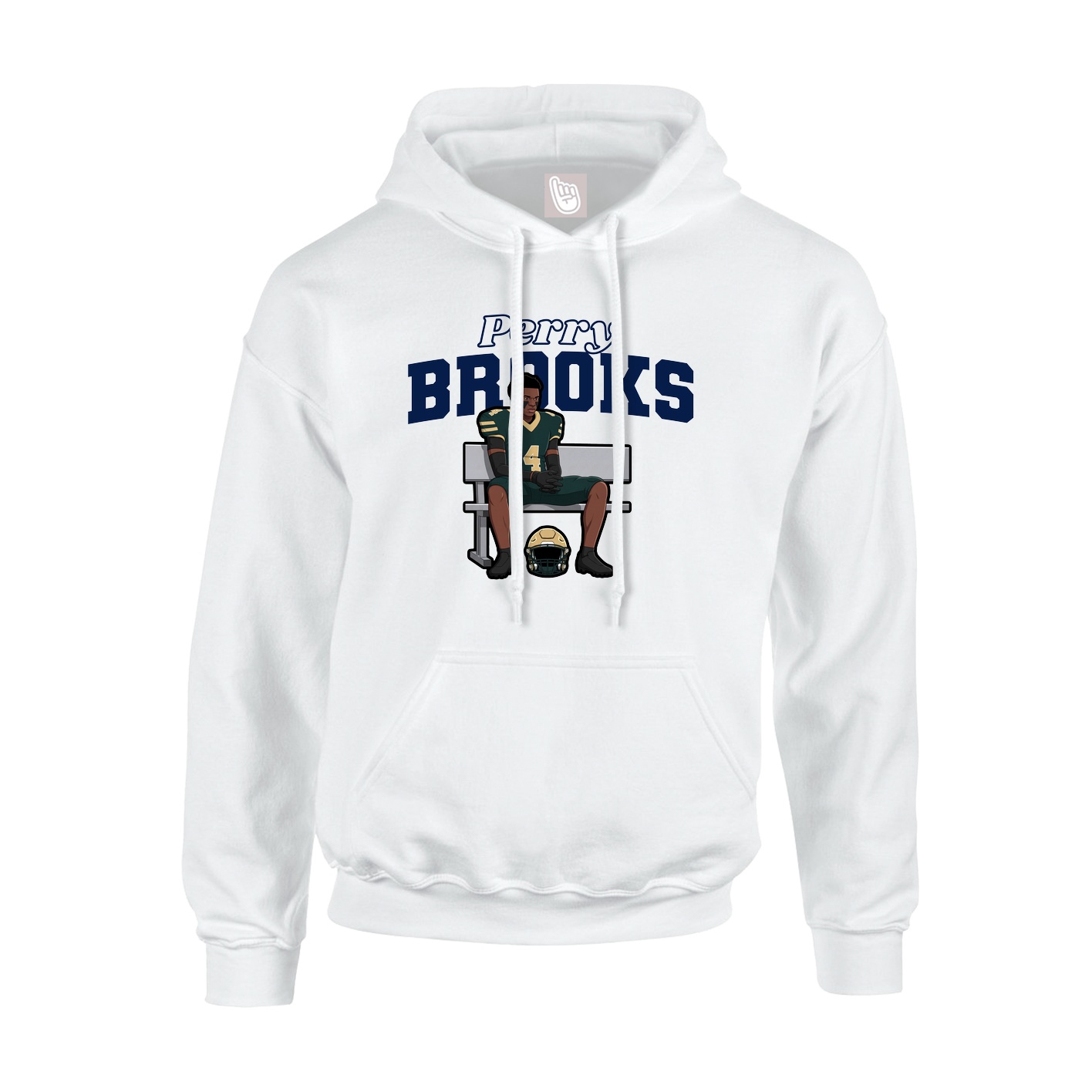 Youth Hoodie — Name Arch in White