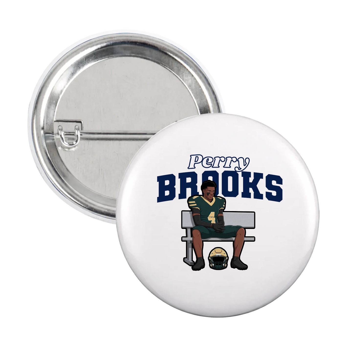Game Day Button — Name Arch in White