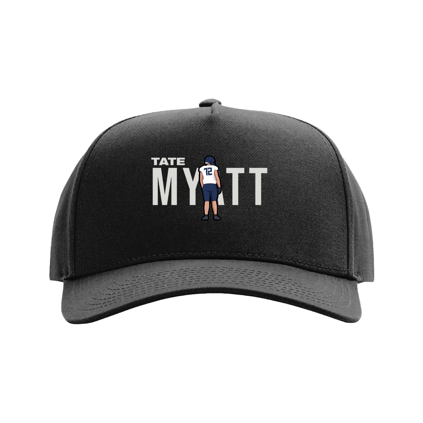 Full Fabric Five-Panel Champ Cap — Player Name in Black