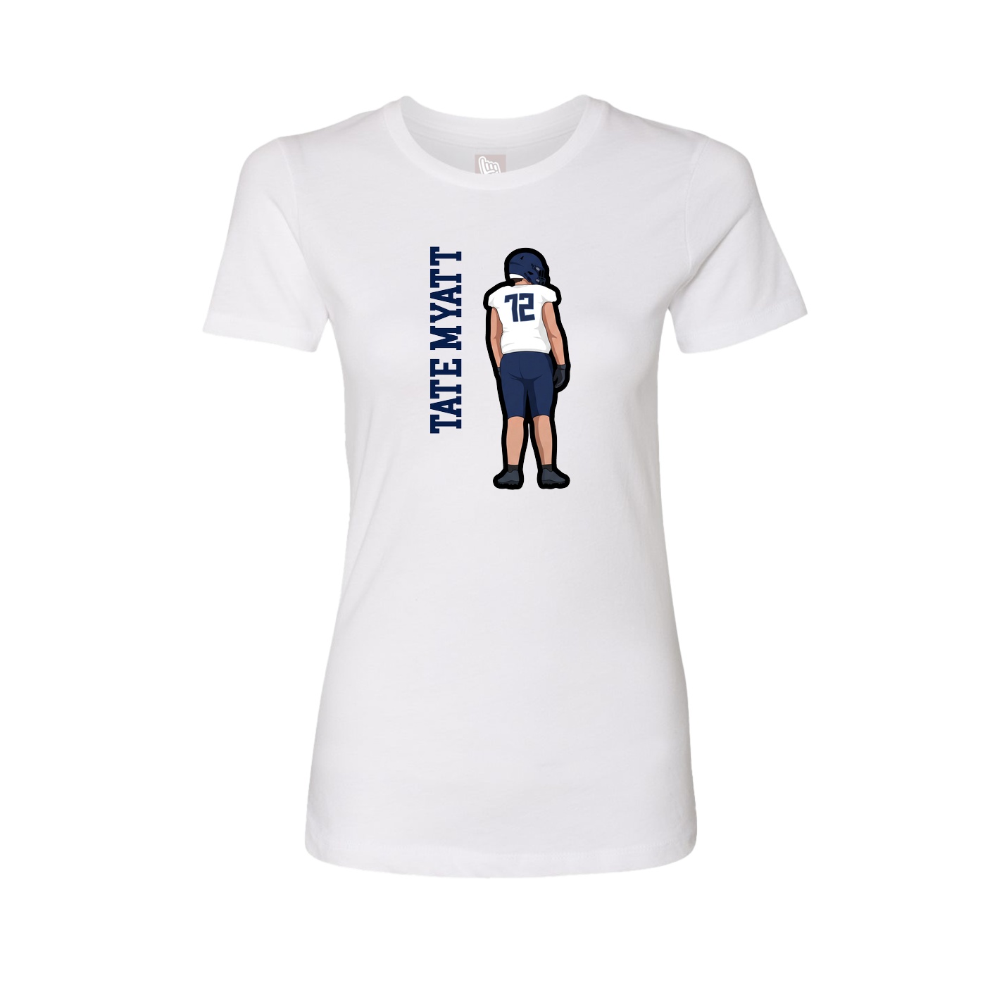 Fitted Women's Tee — Name Vertical in White
