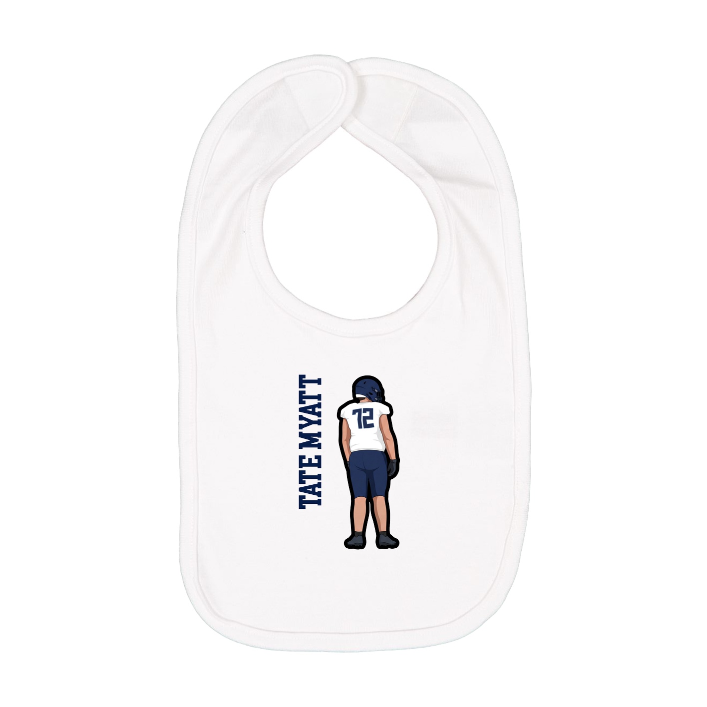 Infant Bib — Name Vertical in White