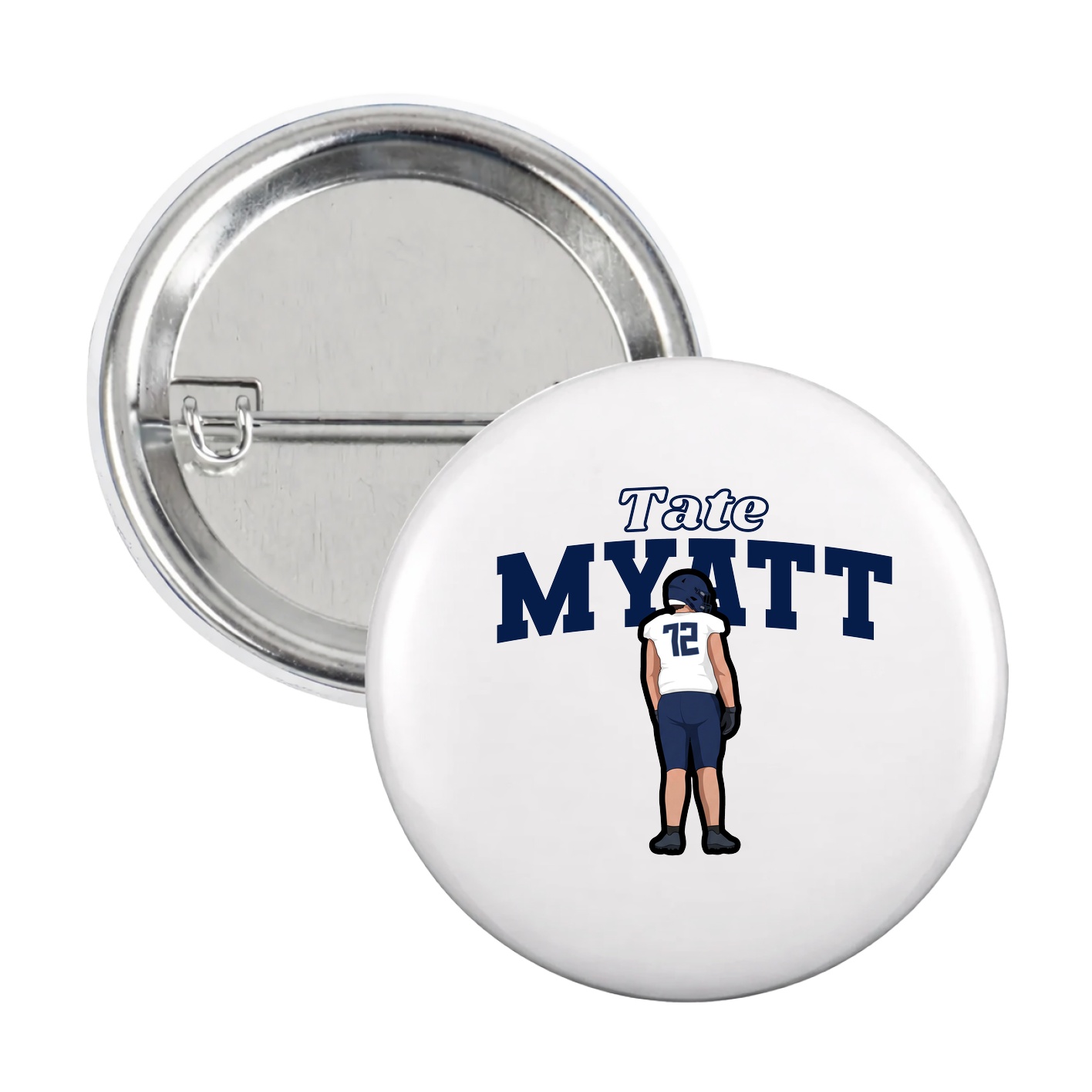 Game Day Button — Name Arch in White