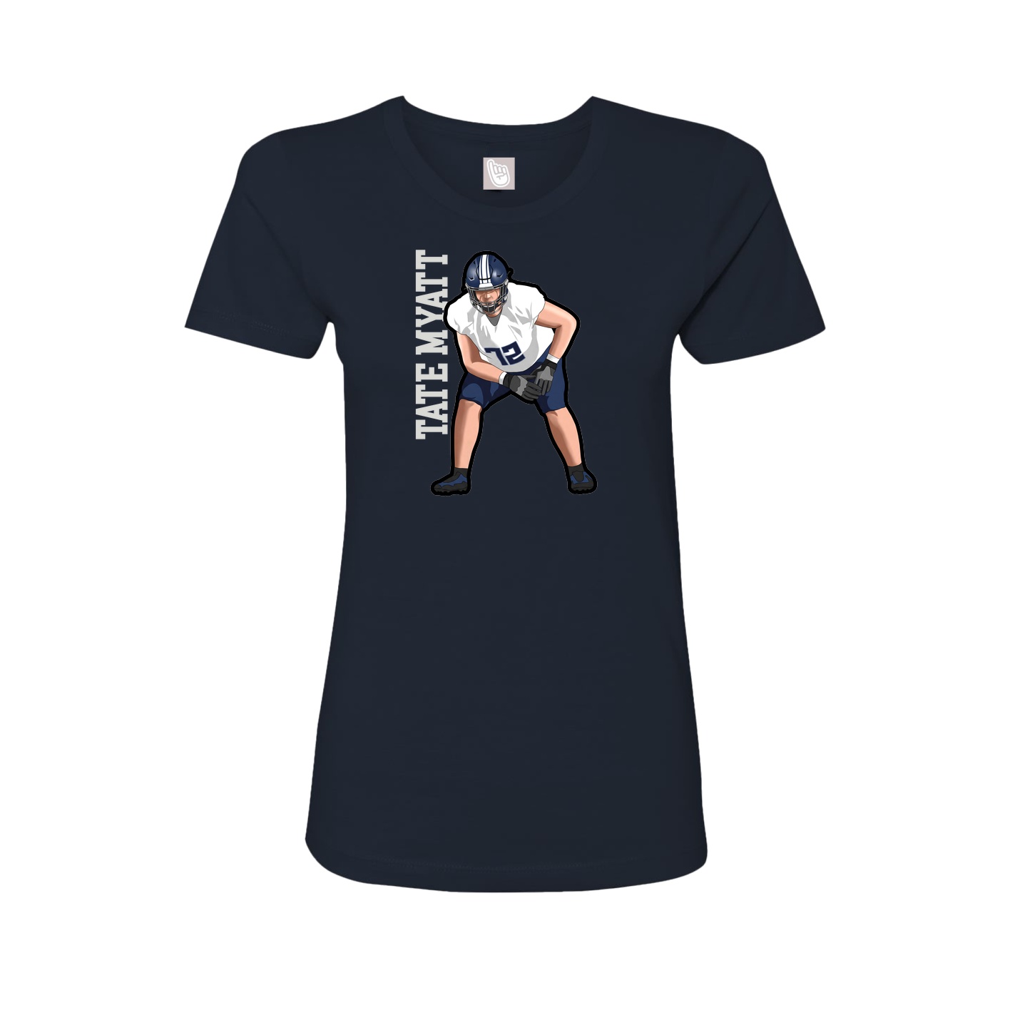 Fitted Women's Tee — Name Vertical in Navy