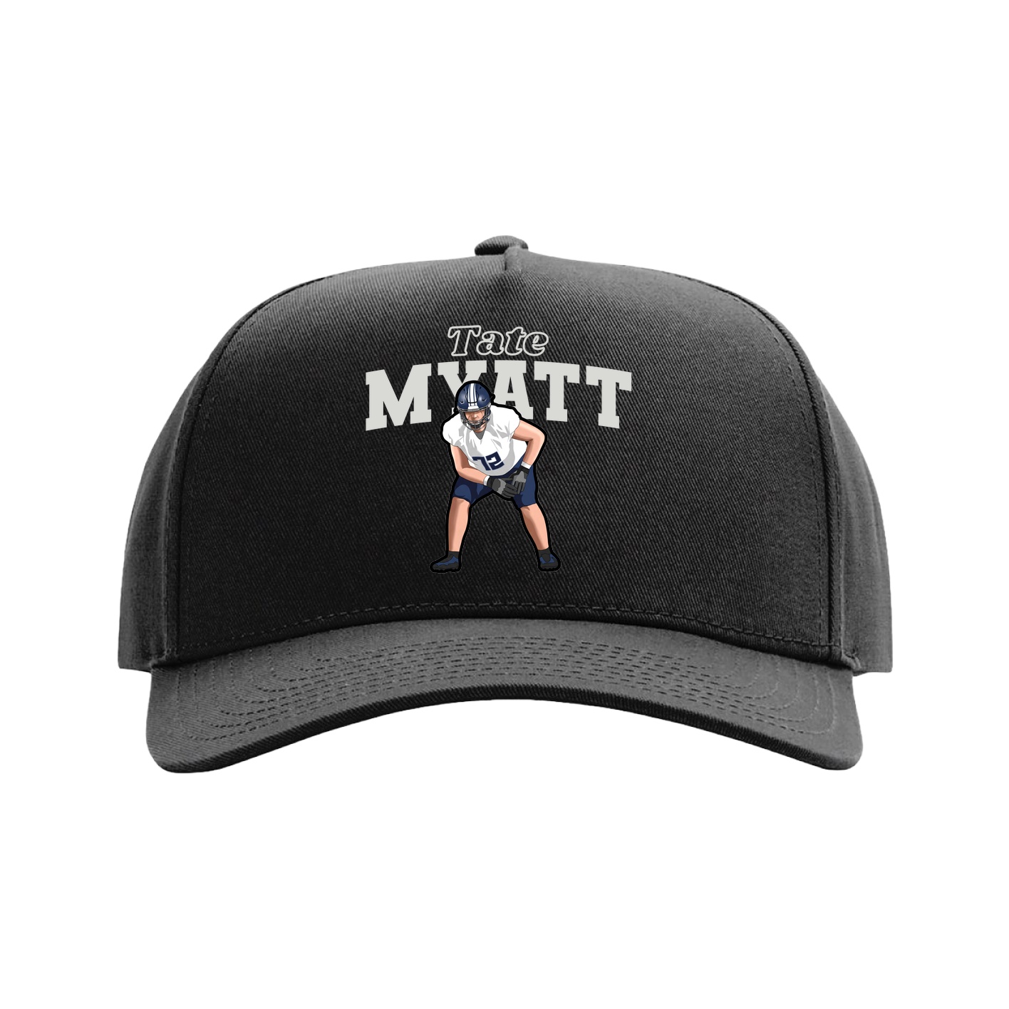 Full Fabric Five-Panel Champ Cap — Name Arch in Black