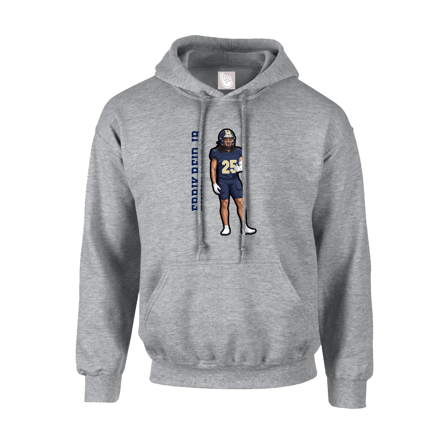 Hoodie — Name Vertical in Grey