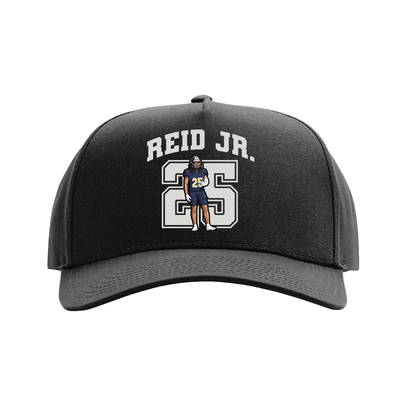 Full Fabric Five-Panel Champ Cap — Number in Black