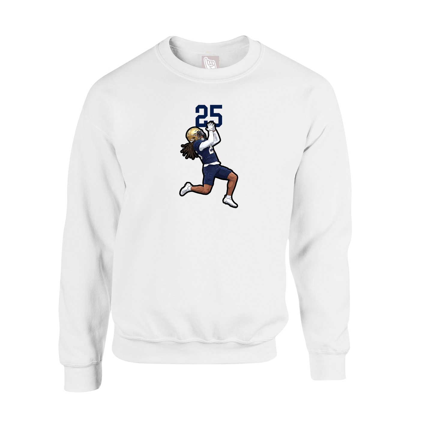 Fleece Crew — Number Top in White