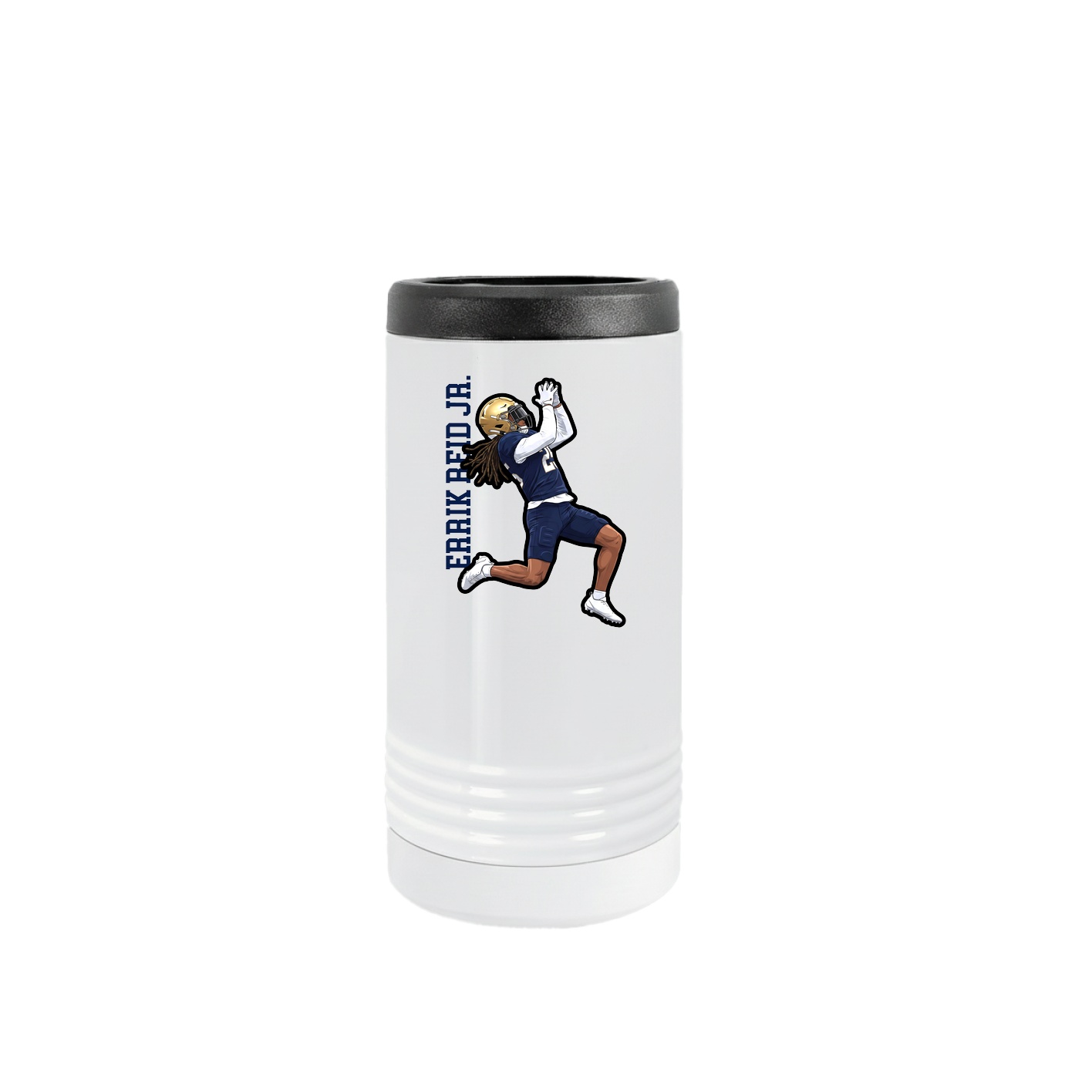 Slim Beverage Holder — Name Vertical in White