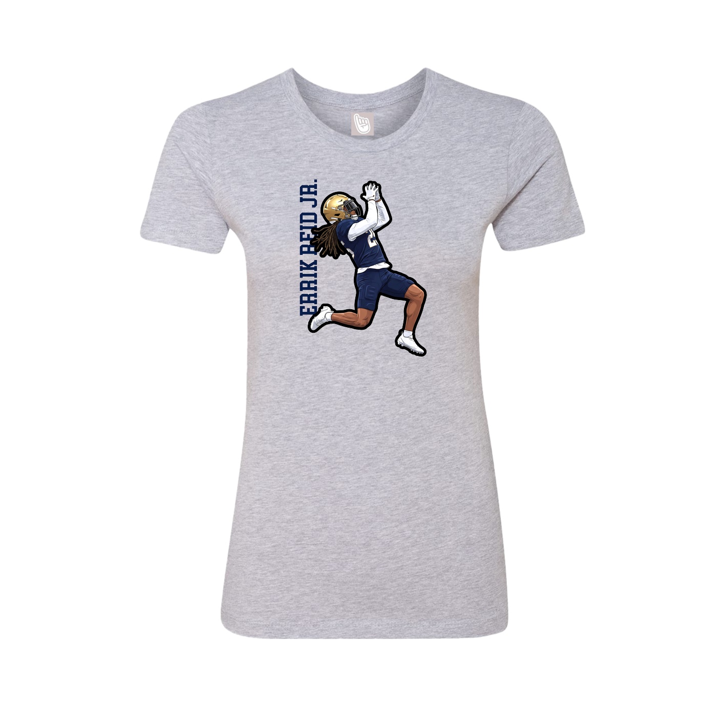 Fitted Women's Tee — Name Vertical in Grey