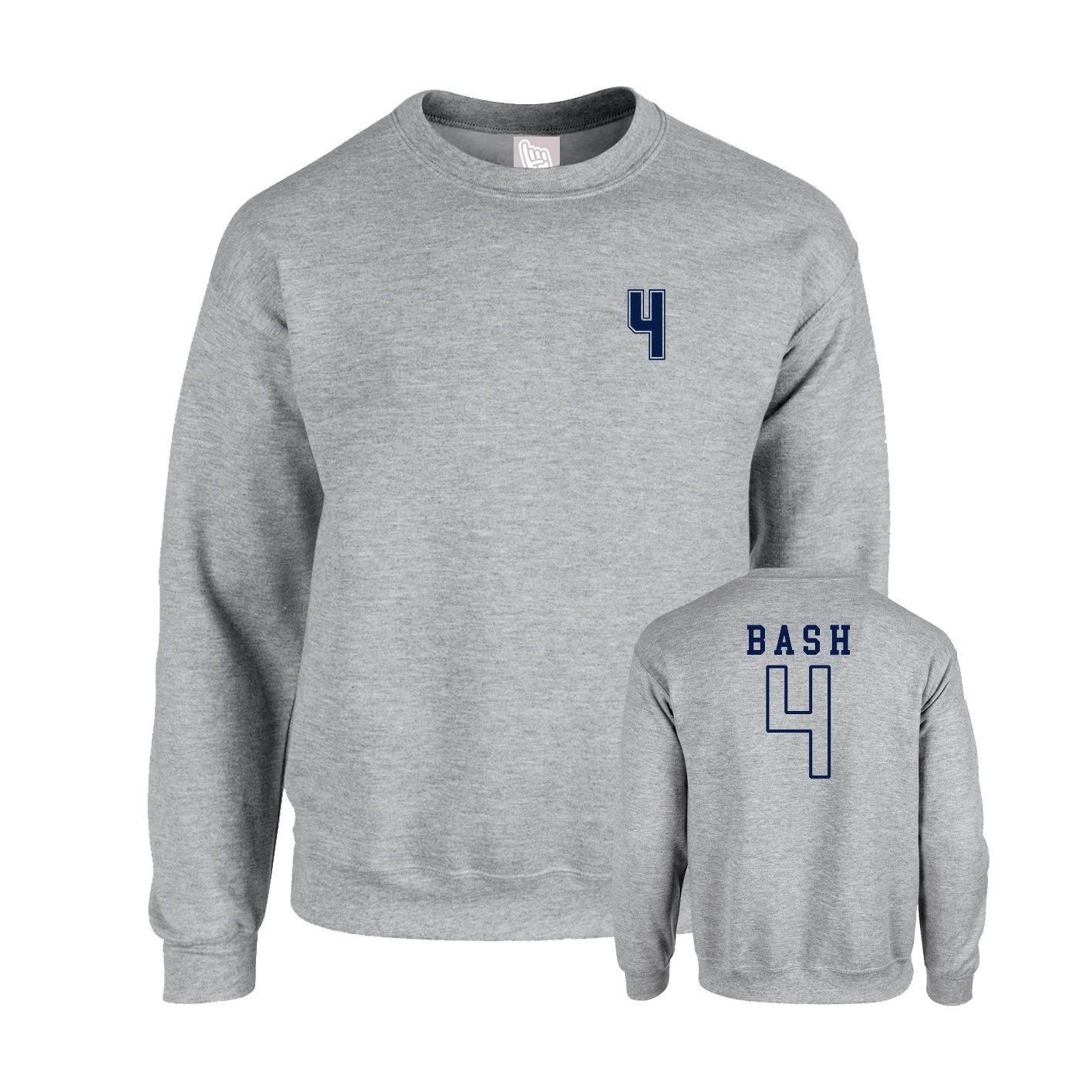 Fleece Crew — Chest Back in Grey