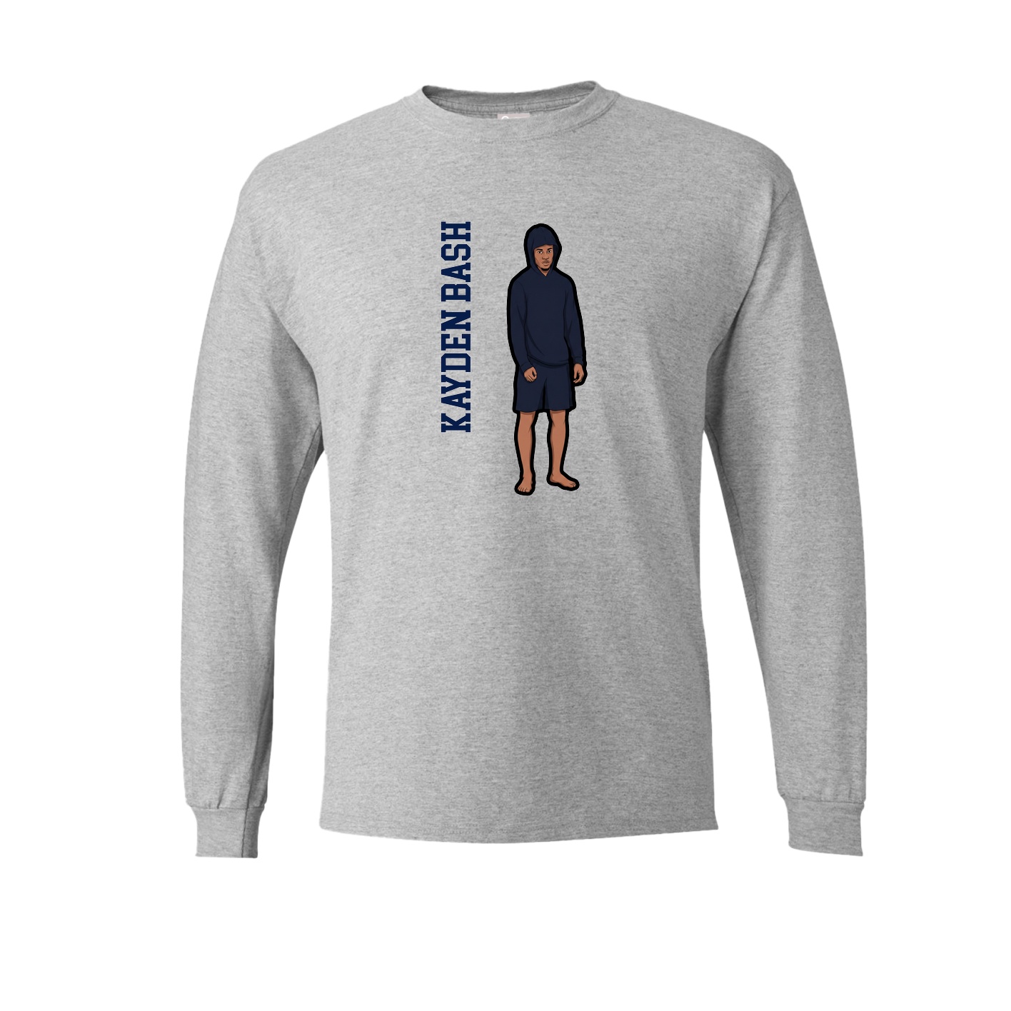 Long Sleeve Tee — Name Vertical in Grey