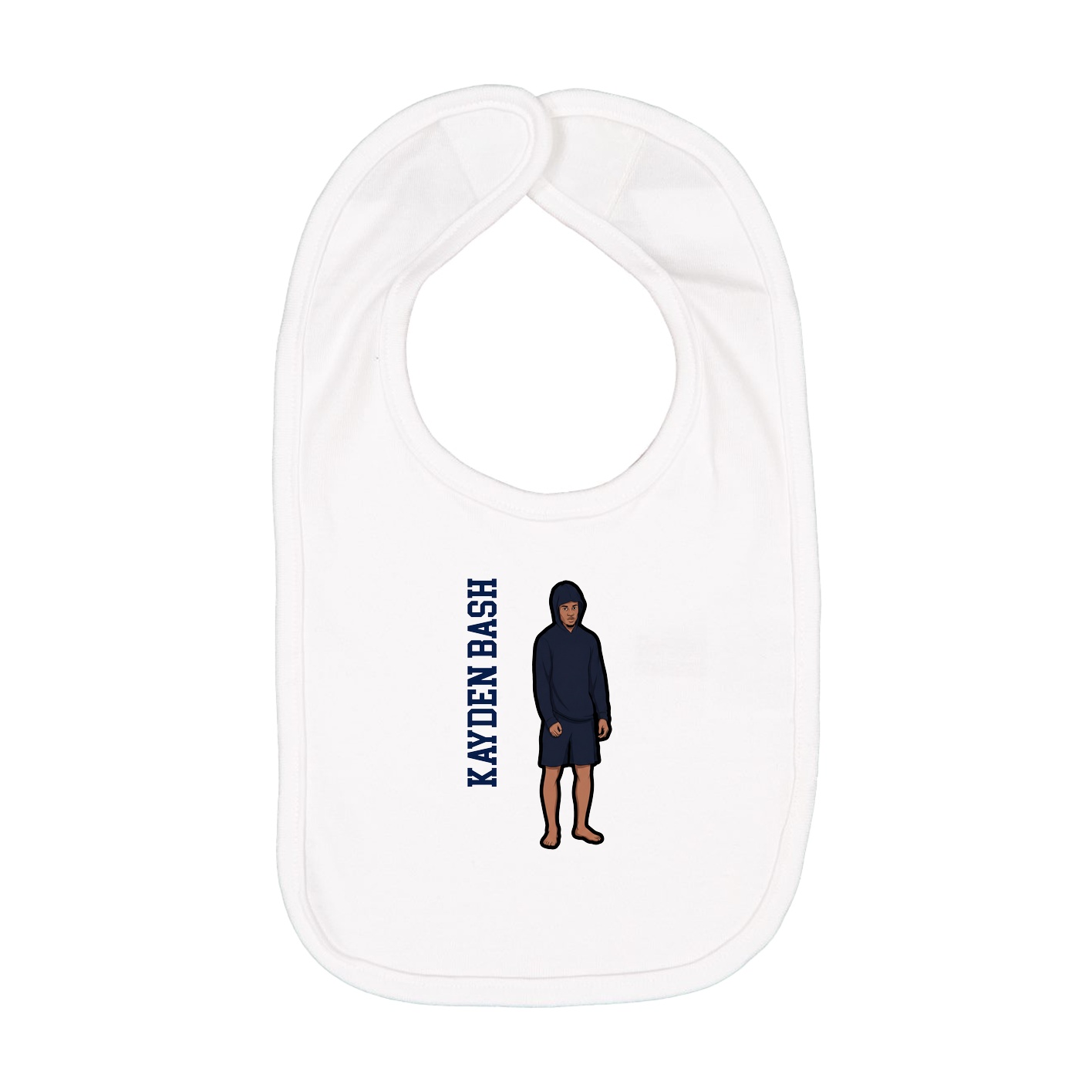Infant Bib — Name Vertical in White