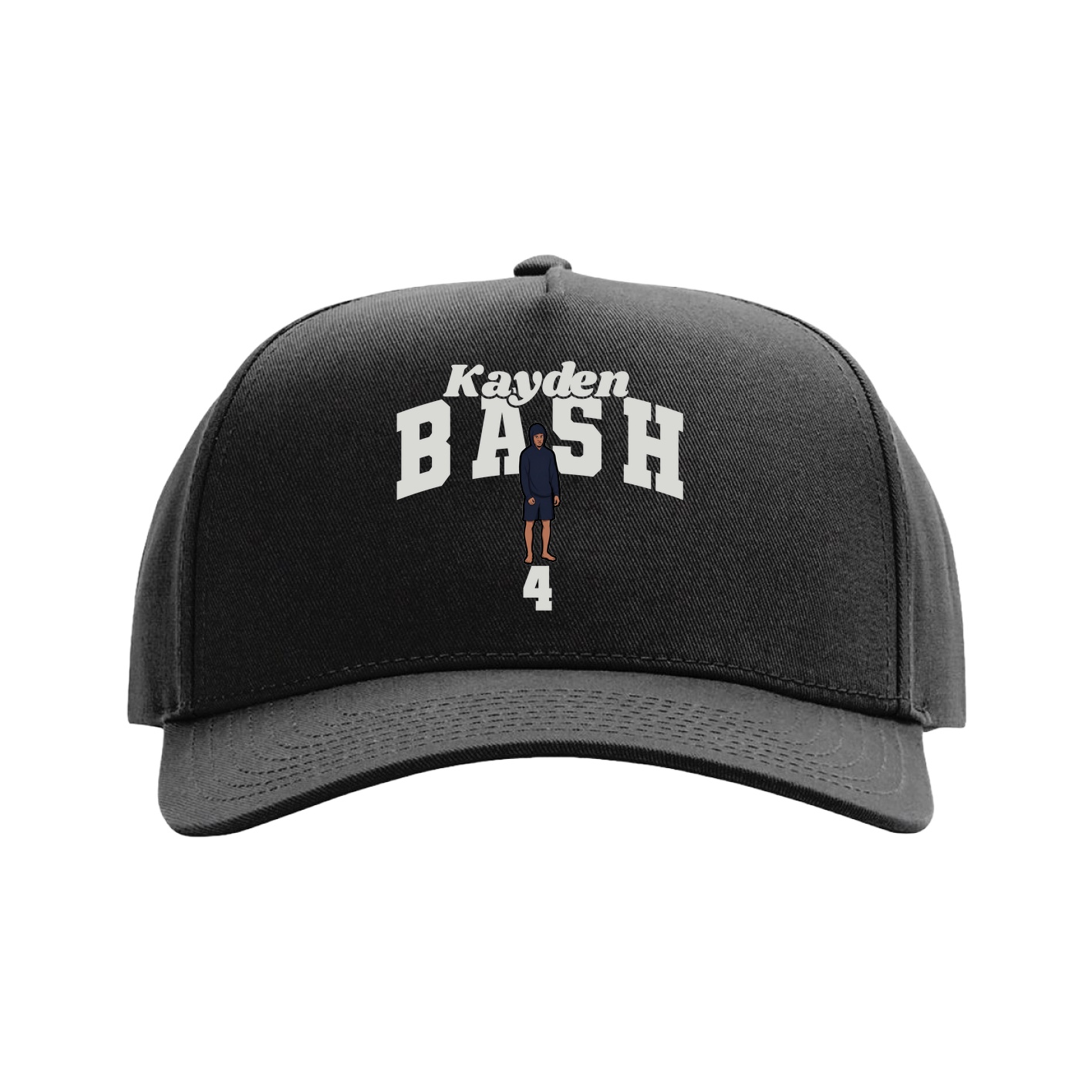 Full Fabric Five-Panel Champ Cap — Signature Arch in Black