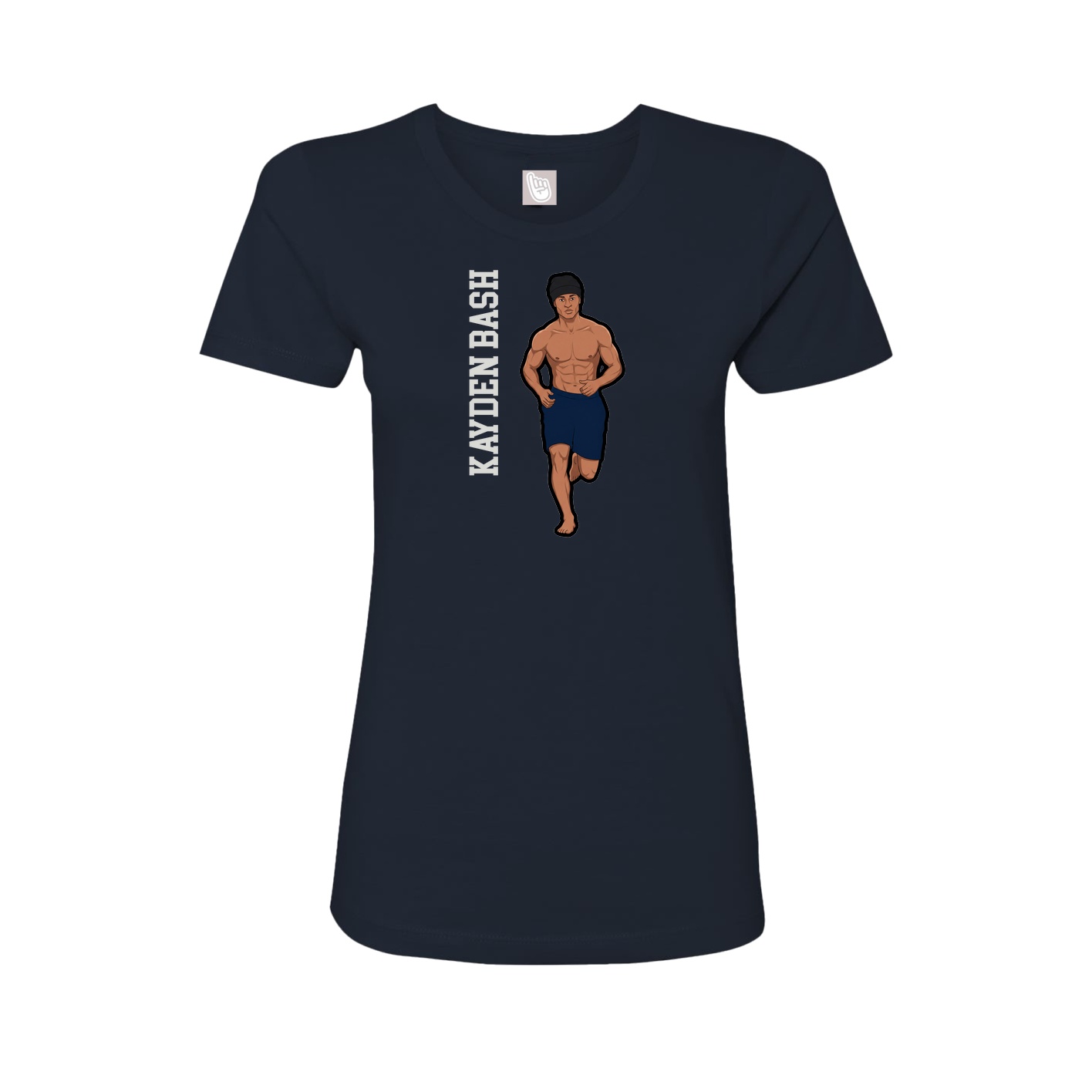 Fitted Women's Tee — Name Vertical in Navy
