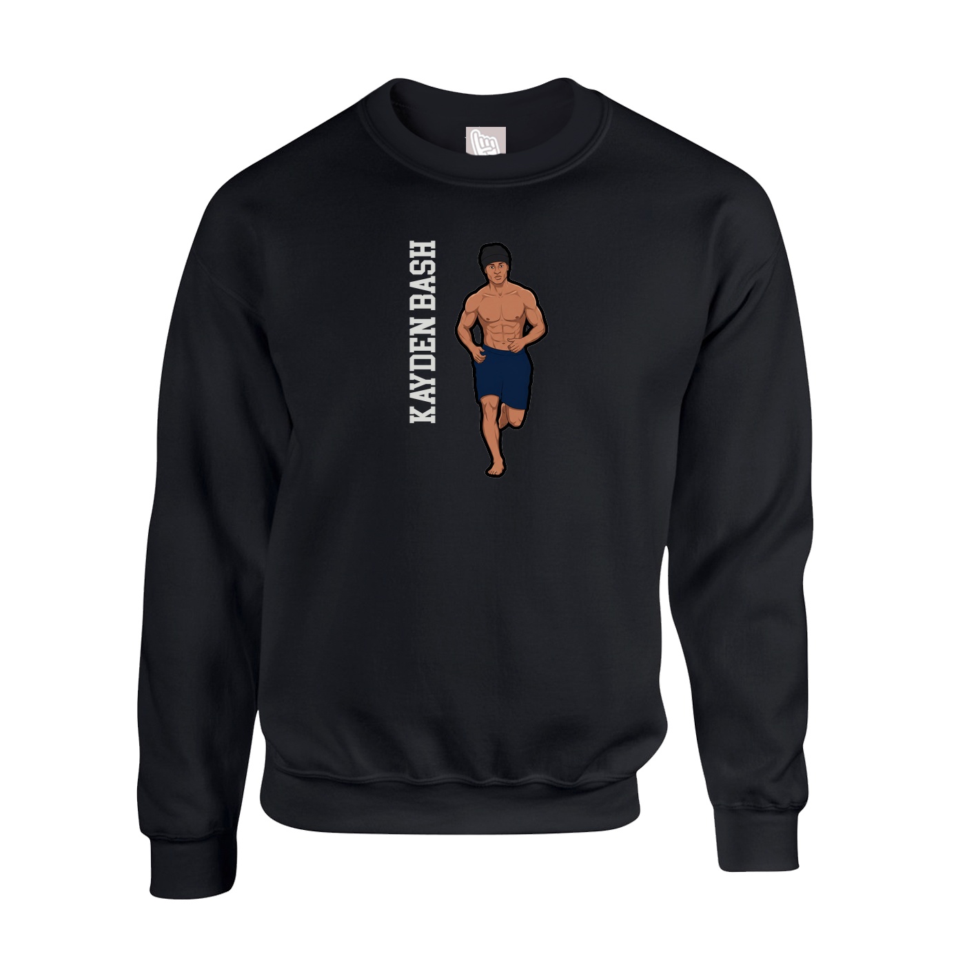 Fleece Crew — Name Vertical in Black