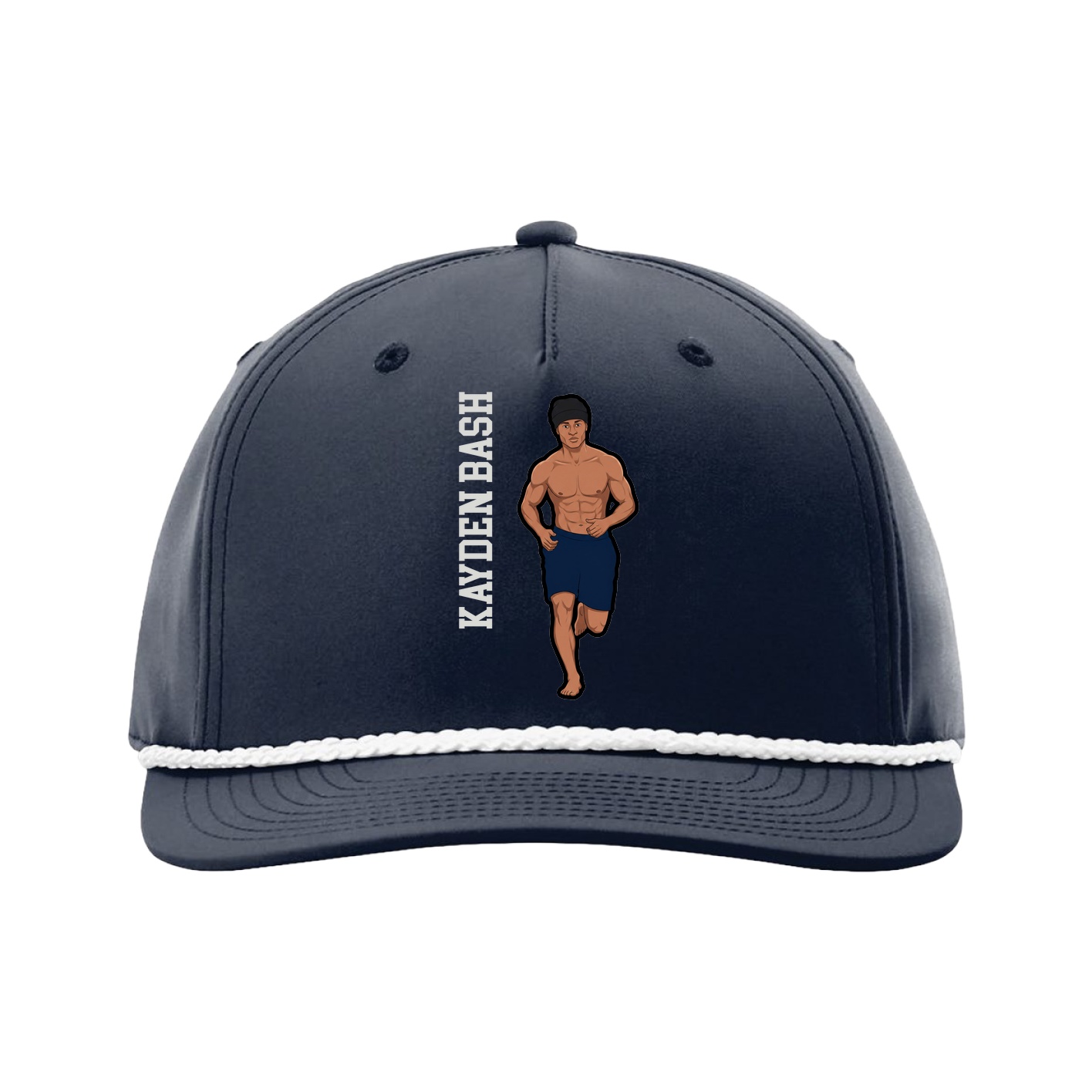 Five-Panel Classic Rope Cap — Name Vertical in Navy