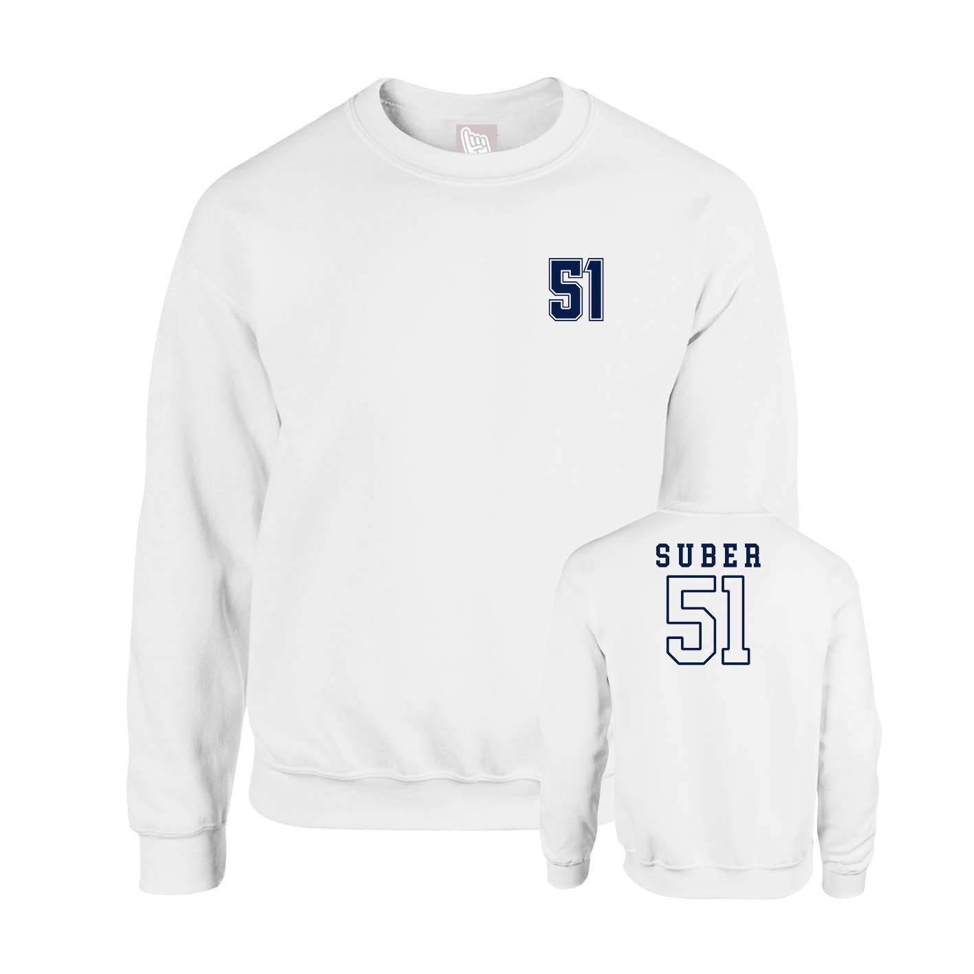 Fleece Crew — Chest Back in White