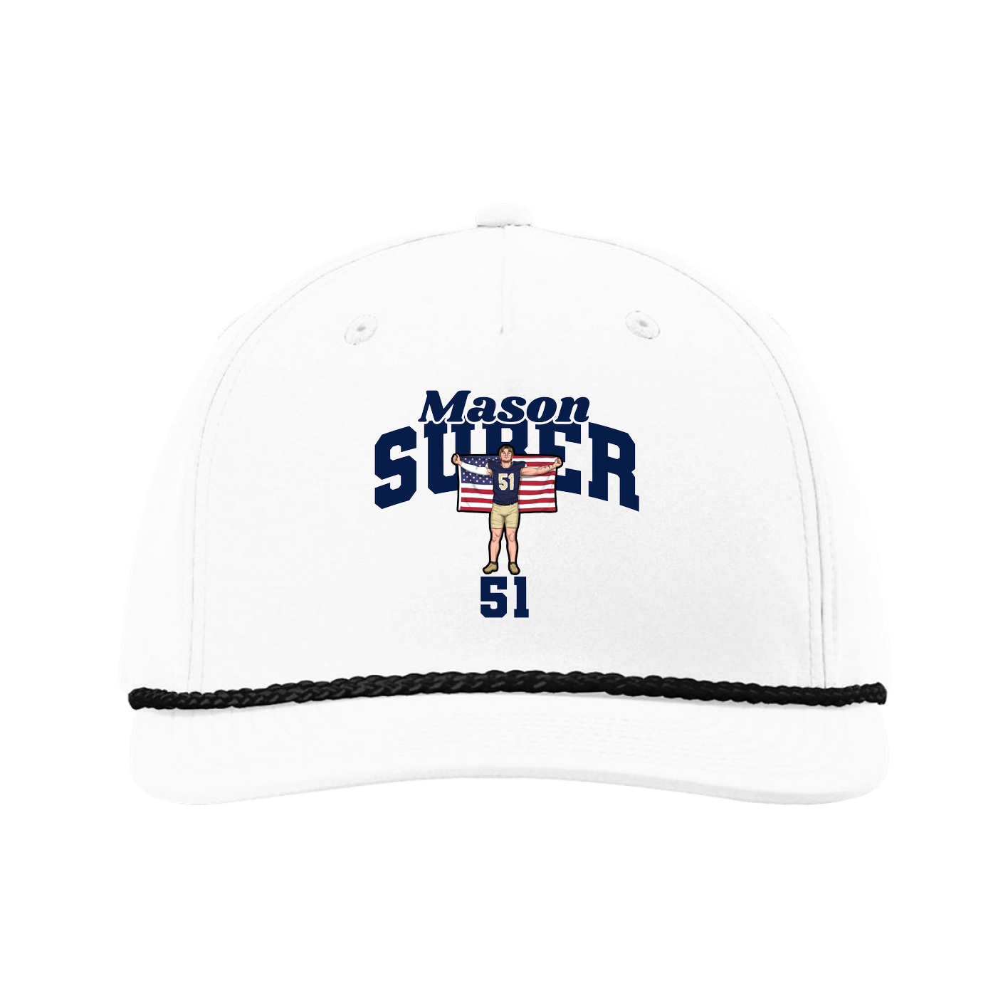 Five-Panel Classic Rope Cap — Signature Arch in White